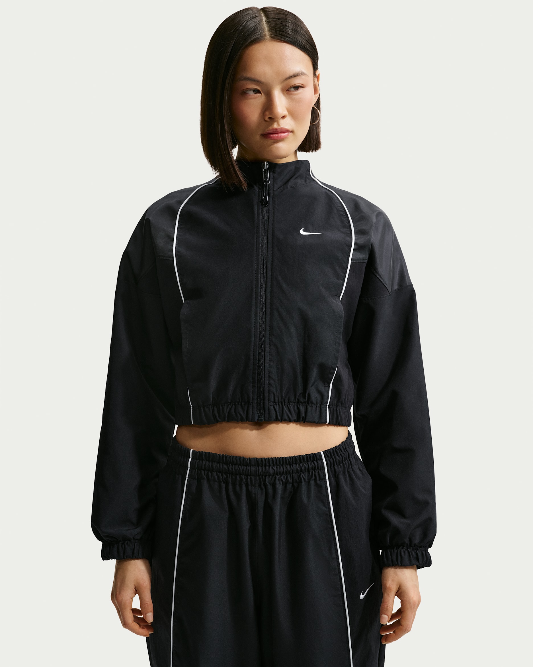 เสื้อแจ็คเก็ตวอร์มผู้หญิงรัดรูป Nike Sportswear - ดำ/ดำ/ดำ/Sail