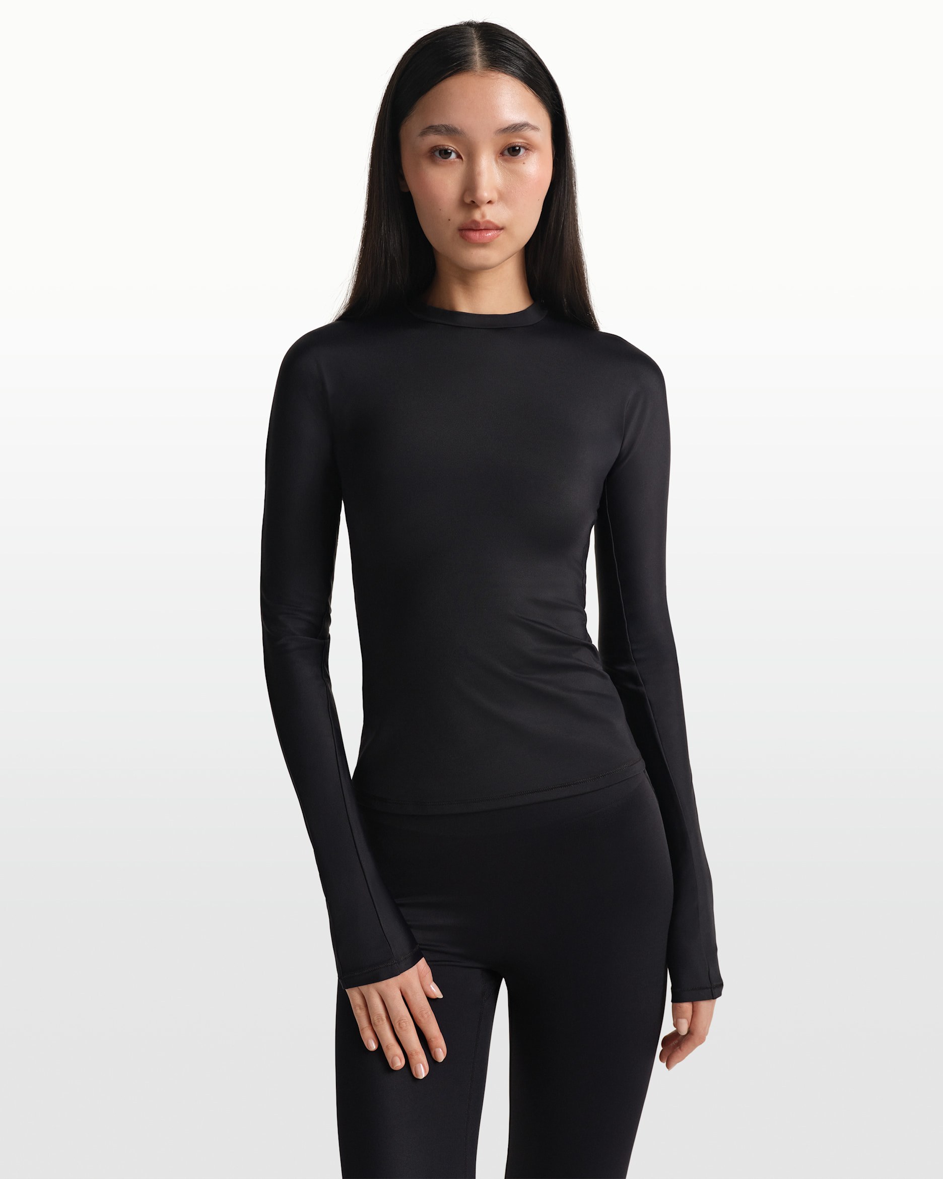 NikeSKIMS Shine Women's Long-Sleeve Crew-Neck Top - NSKM OBSIDIAN