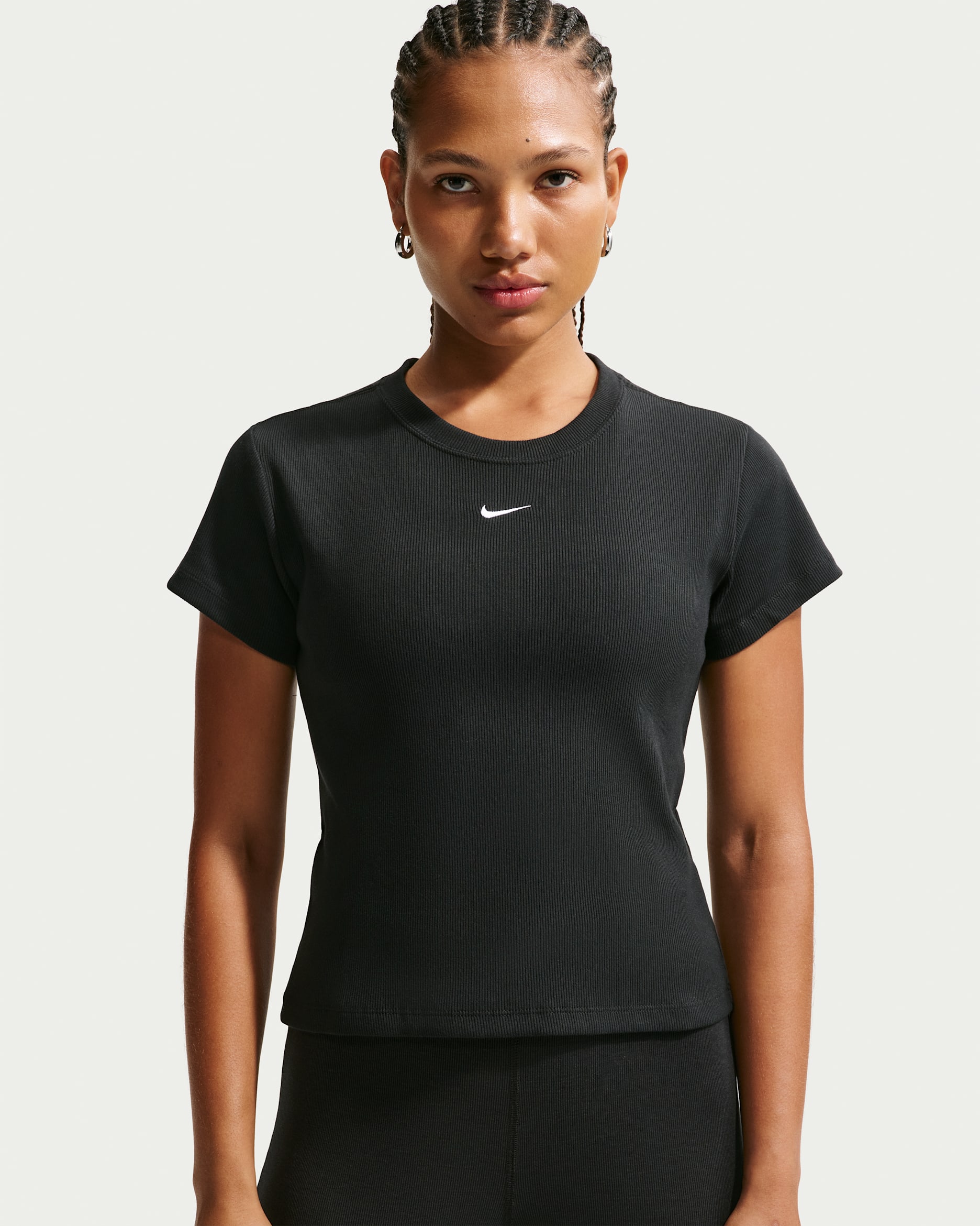 Nike Sportswear Women's Tight Ribbed Short-Sleeve T-Shirt - Black