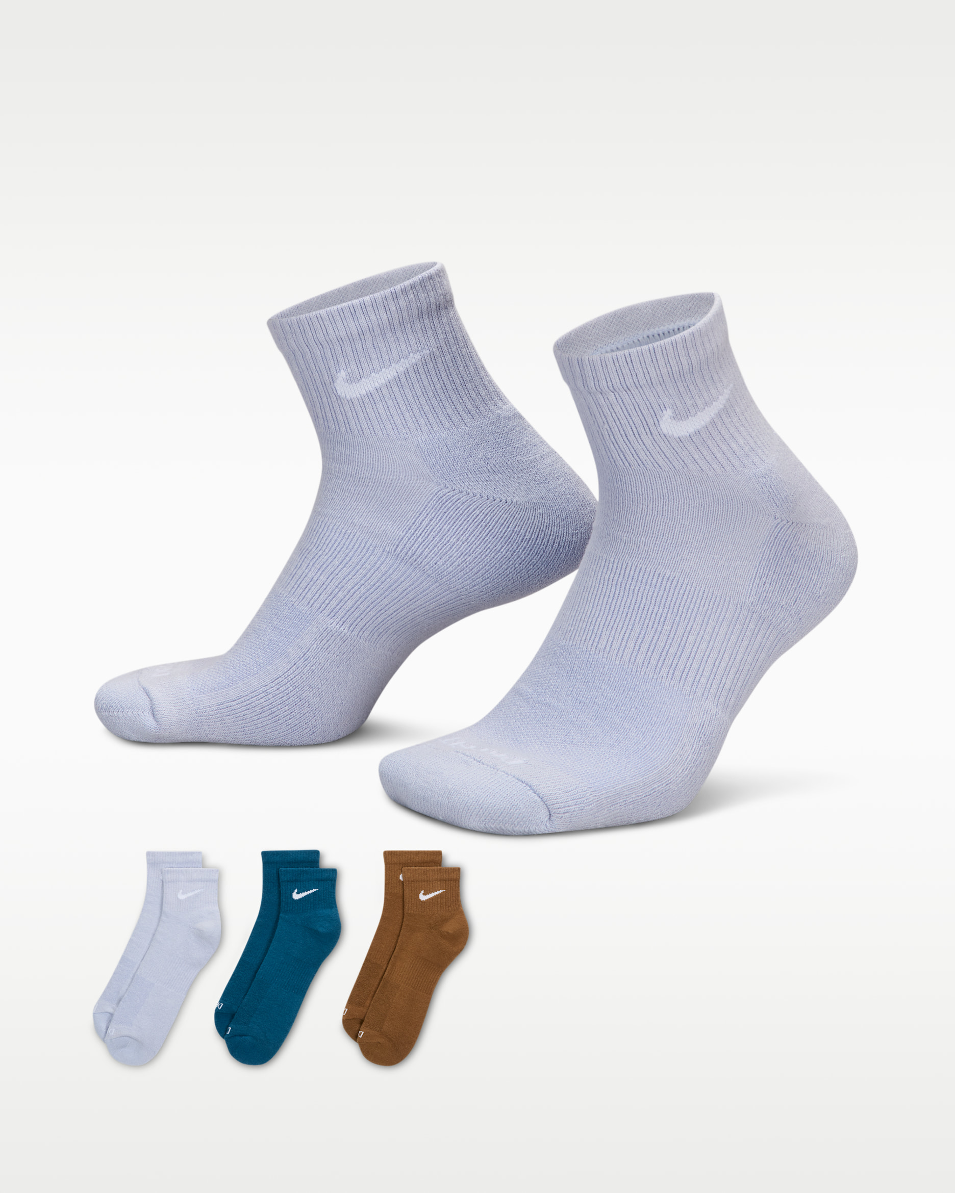 Nike Everyday Plus Cushioned Training Ankle Socks (3 Pairs) - Multi-Color