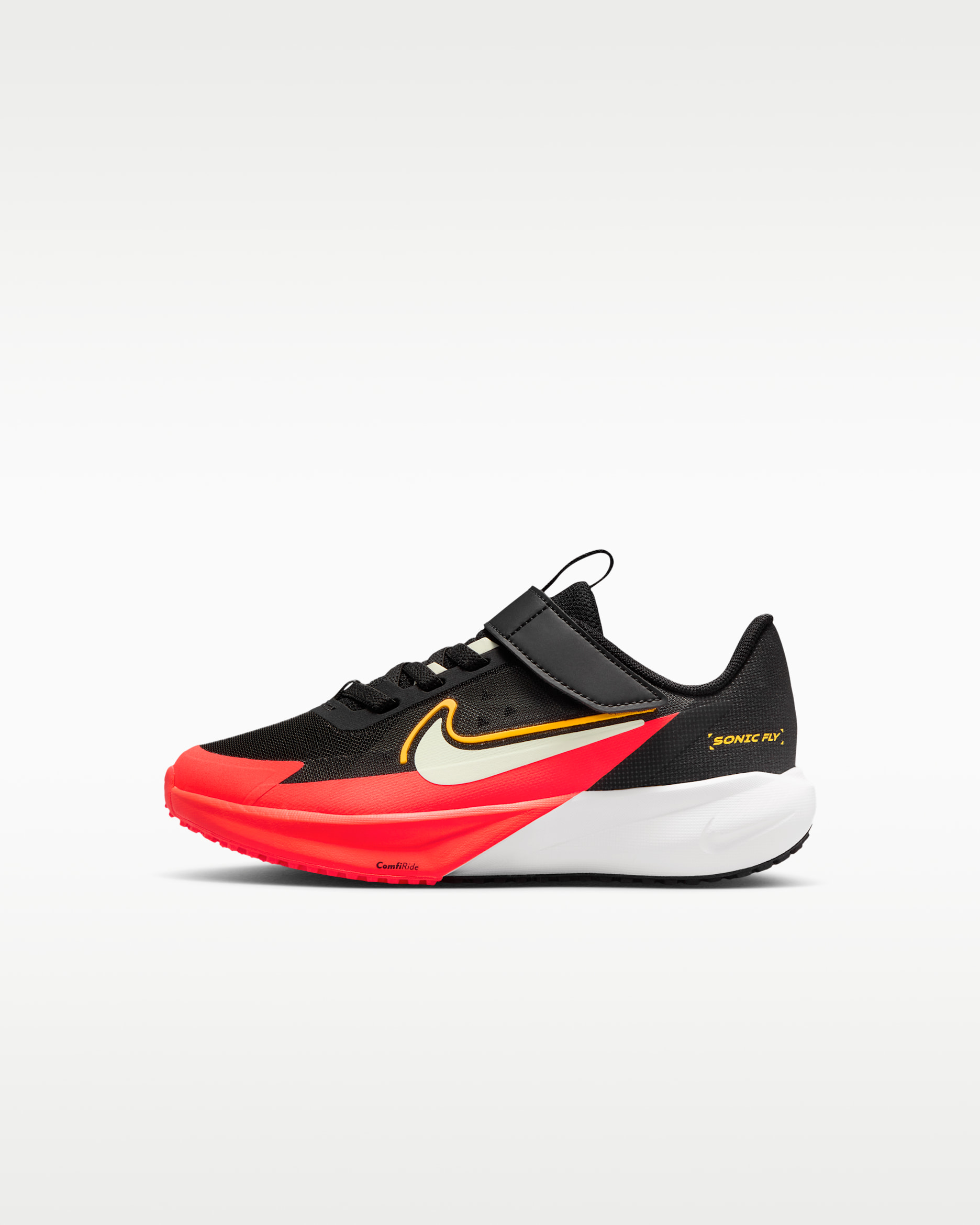 Nike Sonic Fly Younger Kids' Running Shoes - Black/Laser Orange/Bright Crimson/Volt Tint