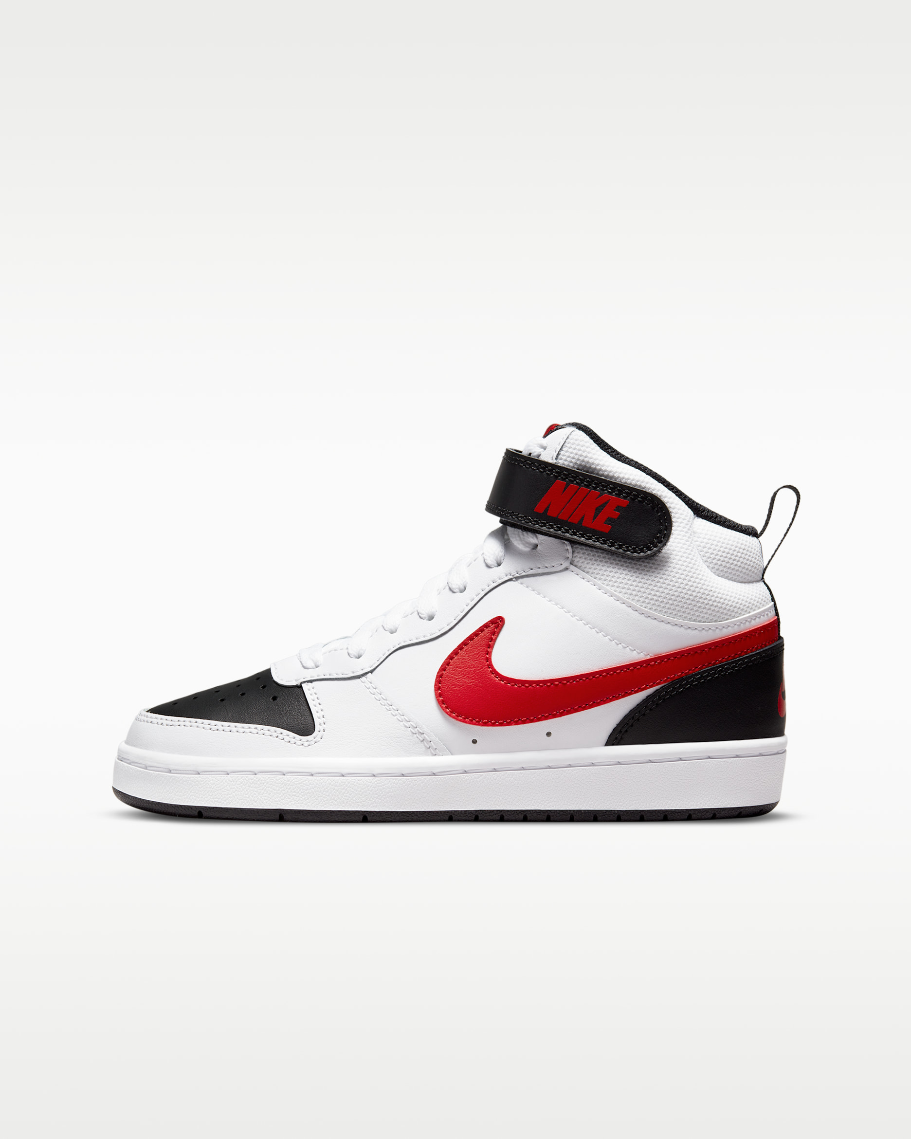 Tenis para niños grandes Nike Court Borough Mid 2 - Blanco/Negro/Rojo universitario