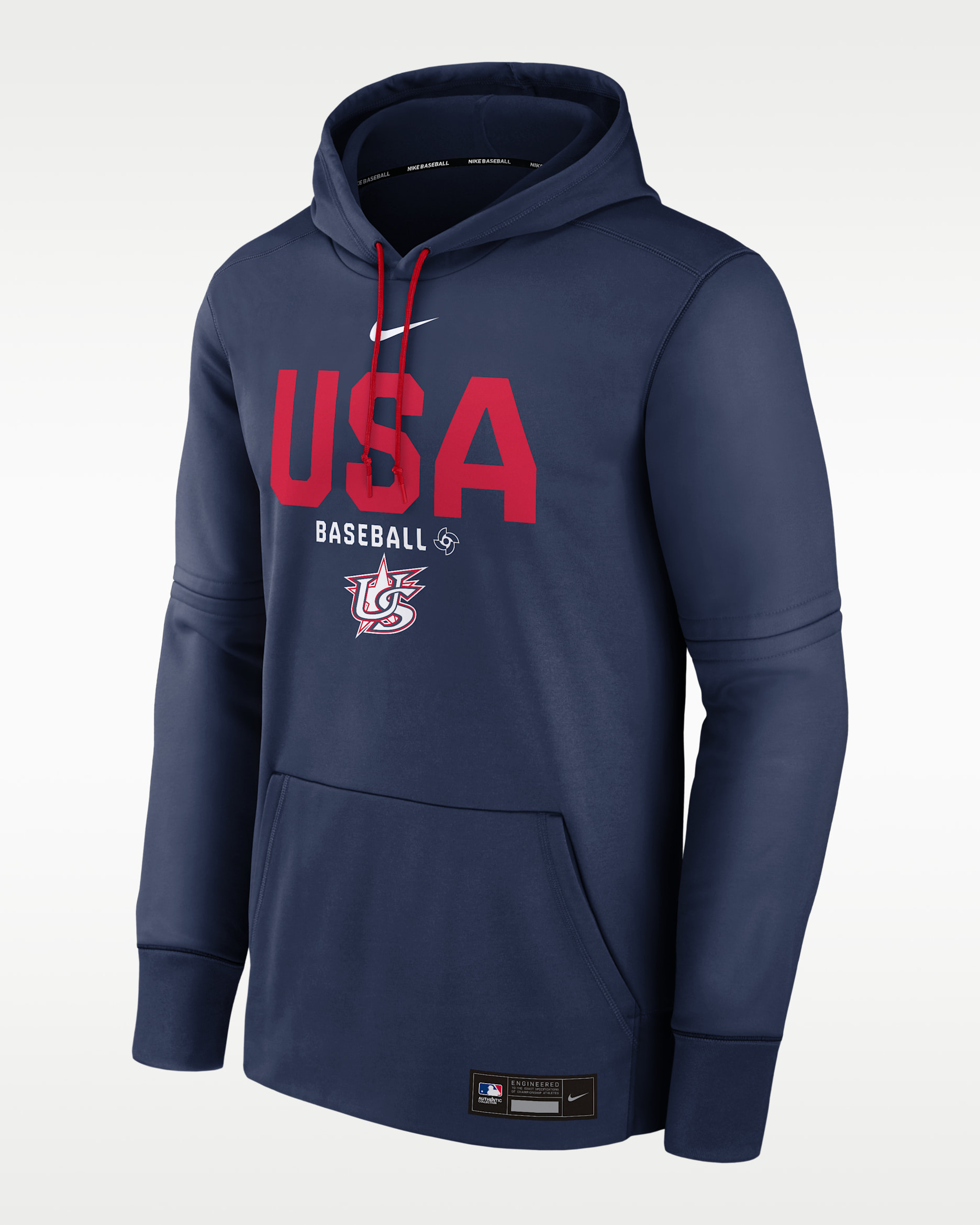 Sudadera con gorro sin cierre Nike Therma para hombre USA Baseball 2026 World Baseball Classic Authentic Collection - Azul marino