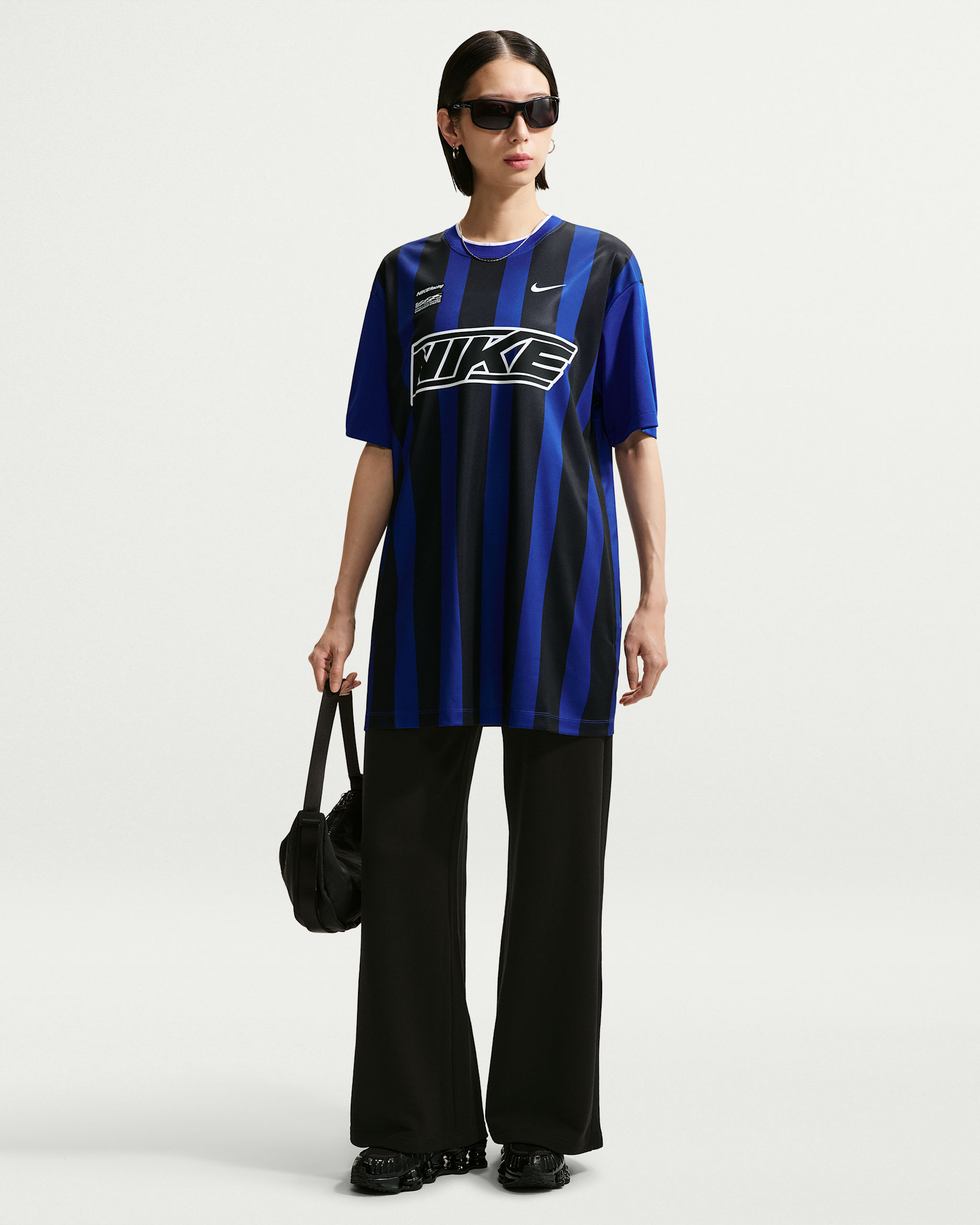 Nike Studio Fleece Lightweight 'French Terry' Women's Mid-Rise Wide-Leg Trousers - Total Black/Sail