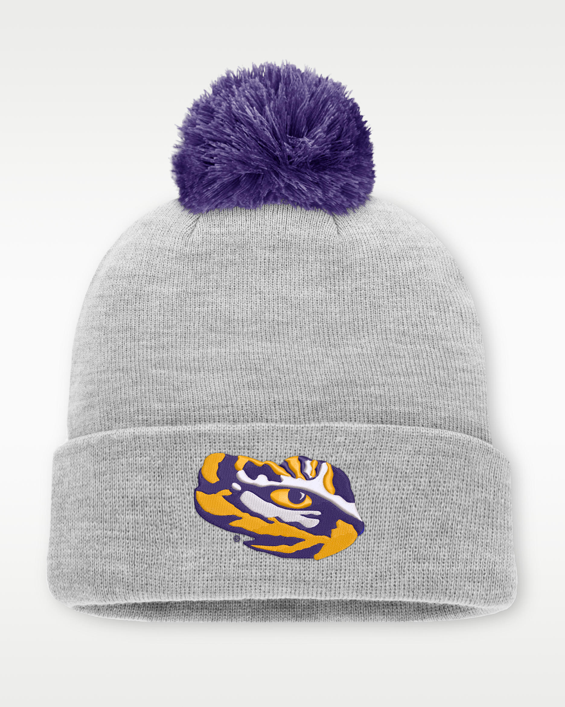 LSU Peak Men's Nike College Cuffed Beanie - Grey Heather