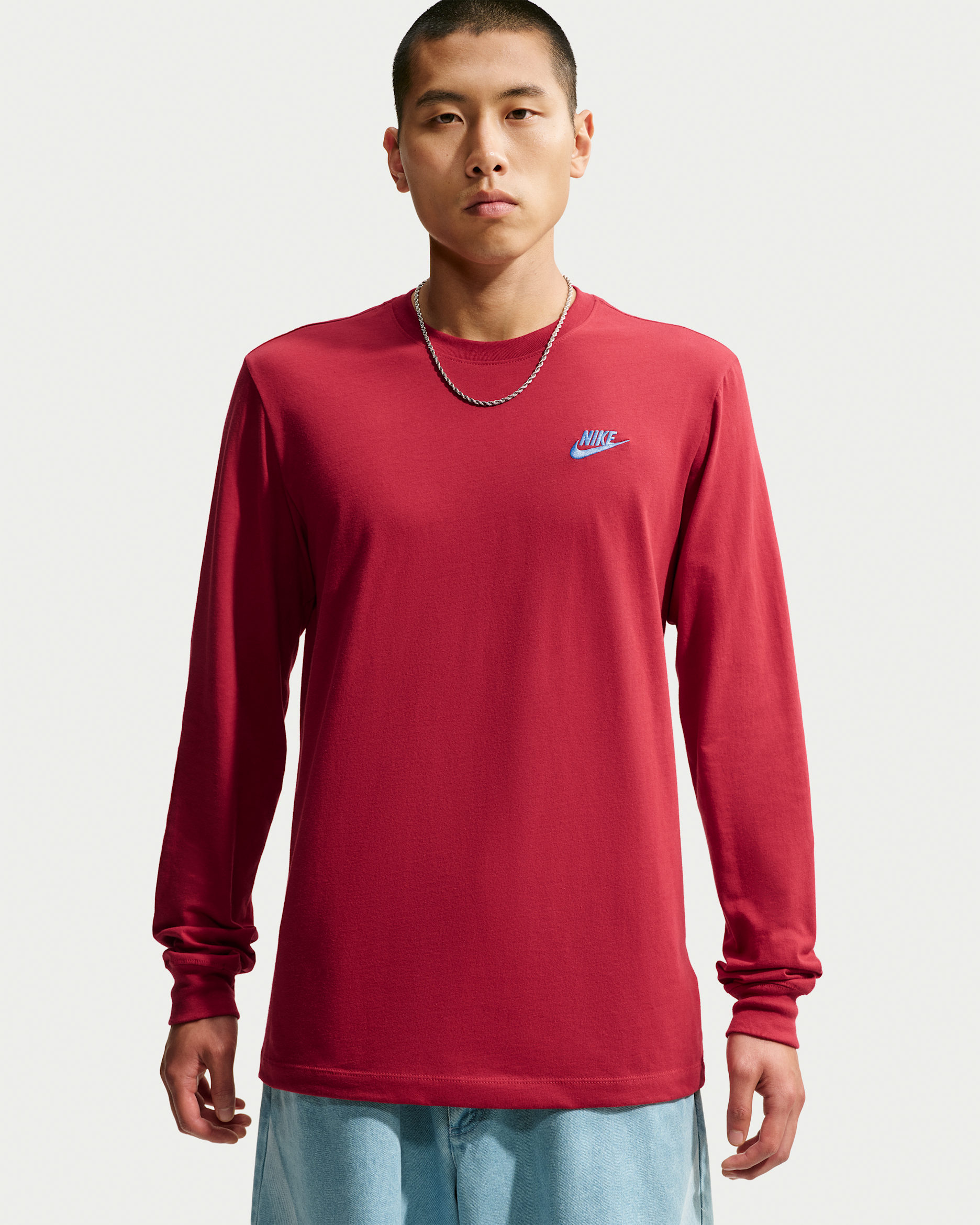 Playera de manga larga para hombre Nike Sportswear Club - Rojo duro