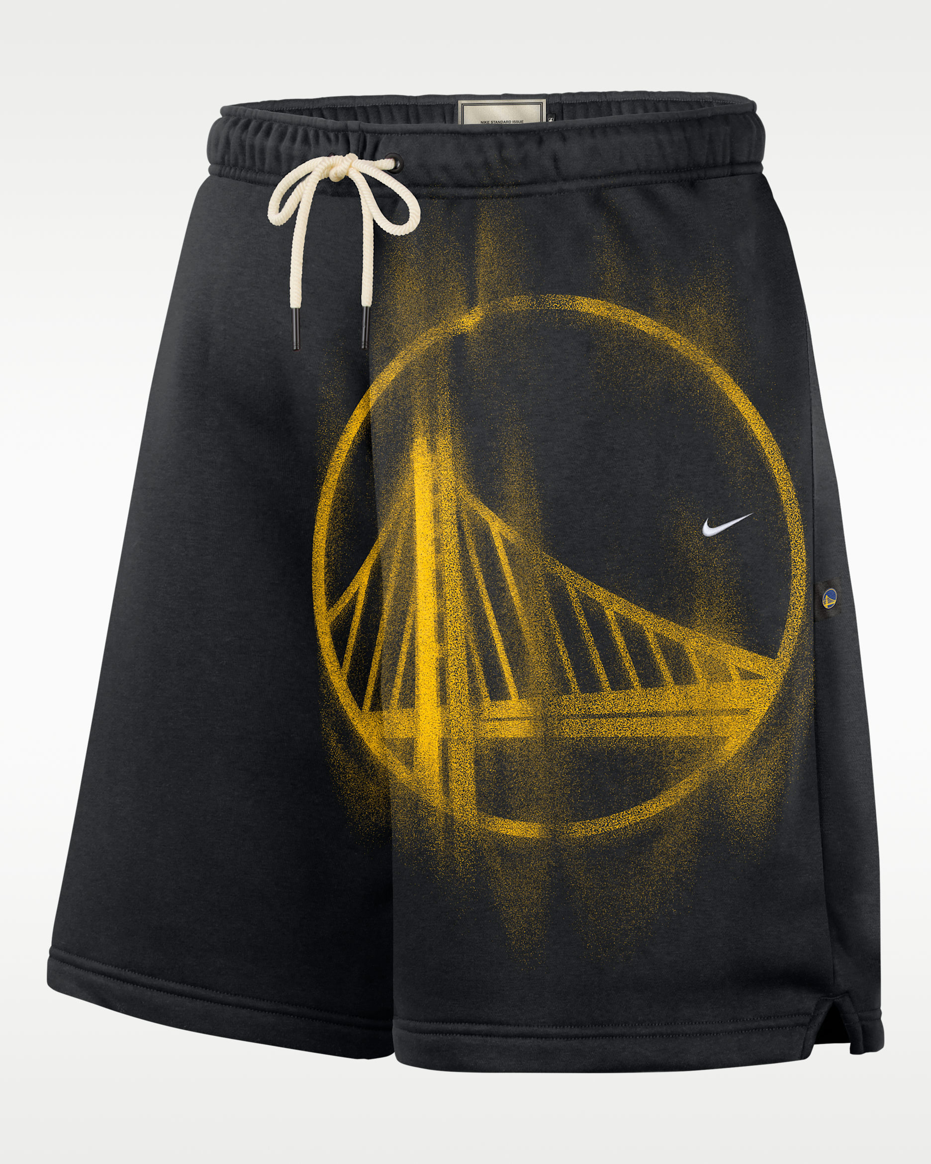 Golden State Warriors Standard Issue Nike Men's Fleece Basketball Shorts - Black/White