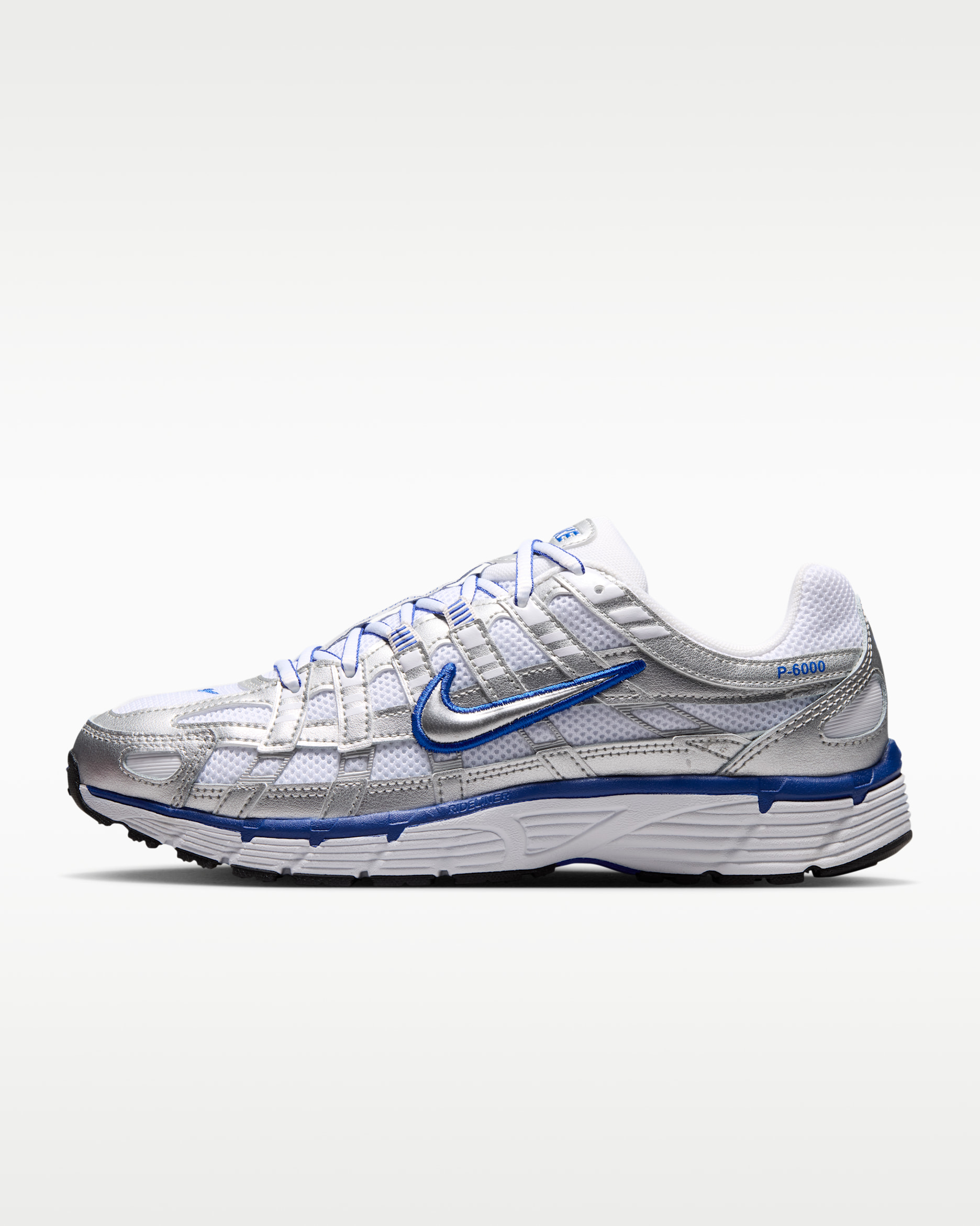 Tenis para mujer Nike P-6000 - Blanco/Azul eléctrico/Negro/Plata metalizado