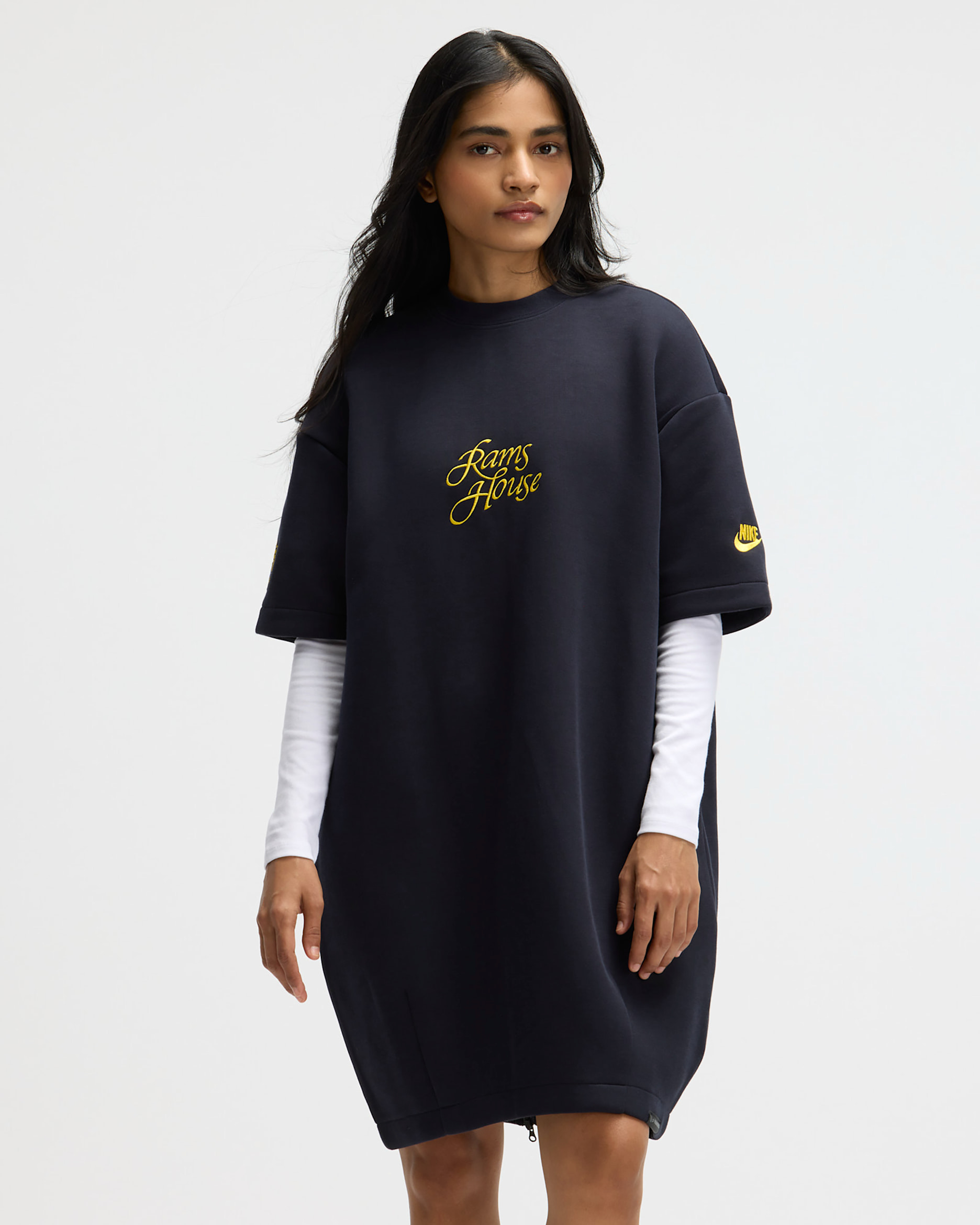 Los Angeles Rams Rivalries Collection Oversized Tech Fleece Women's Nike NFL Dress - Navy