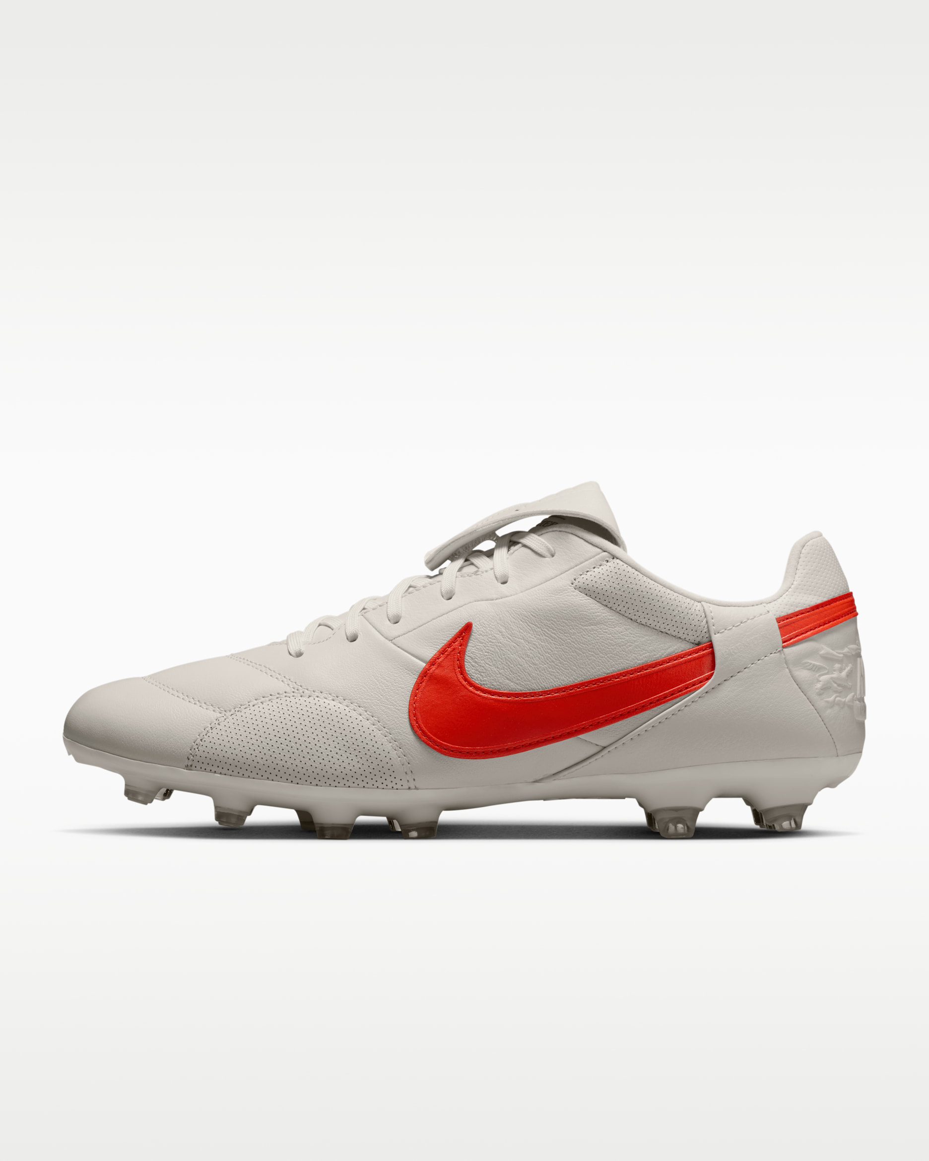 Chuteiras de futebol de perfil baixo para terreno firme Nike Premier 3 - Phantom/Vermelho Picante