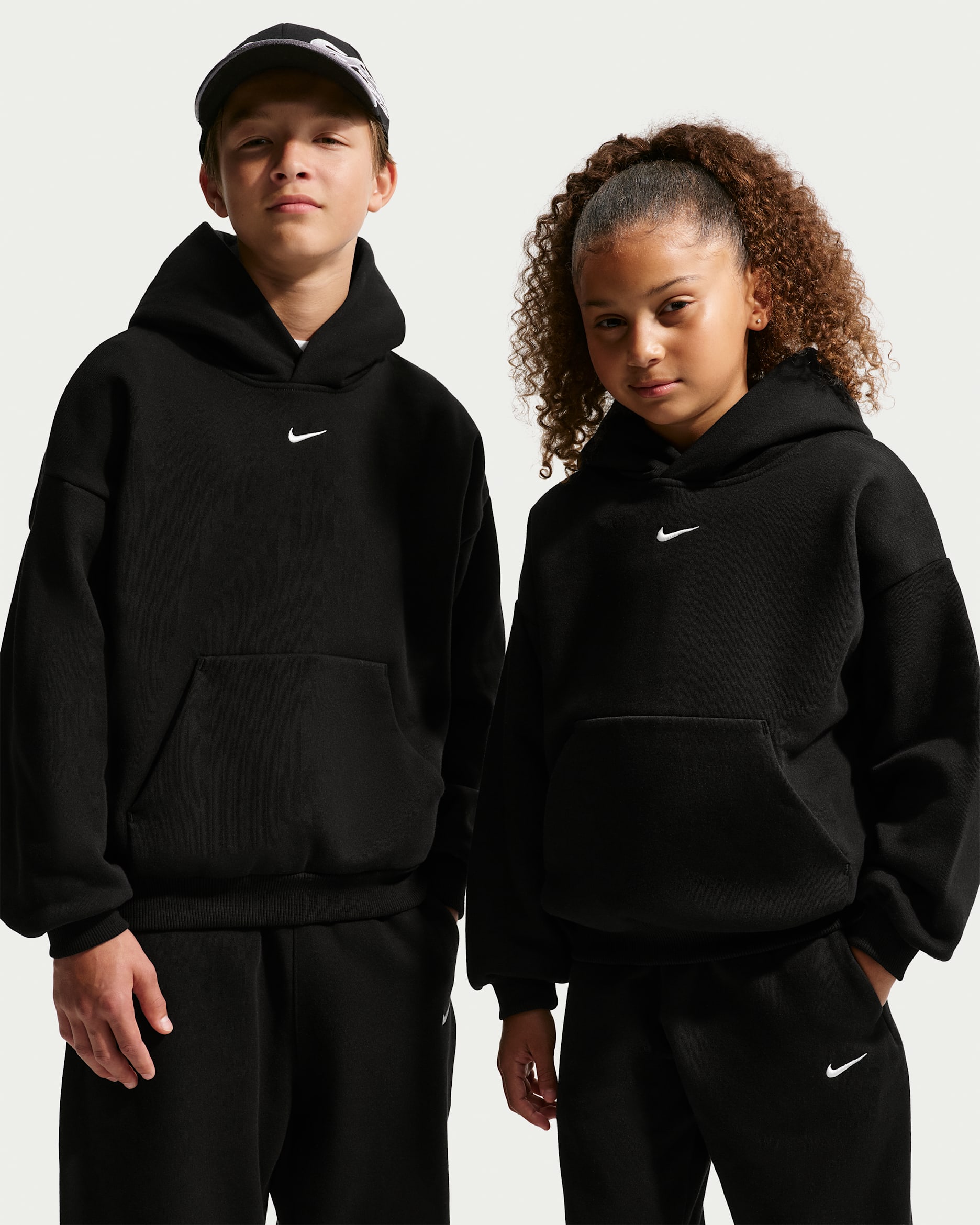 Nike Sportswear Solo Swoosh Big Kids' Fleece Pullover Hoodie - Total Black/Sail