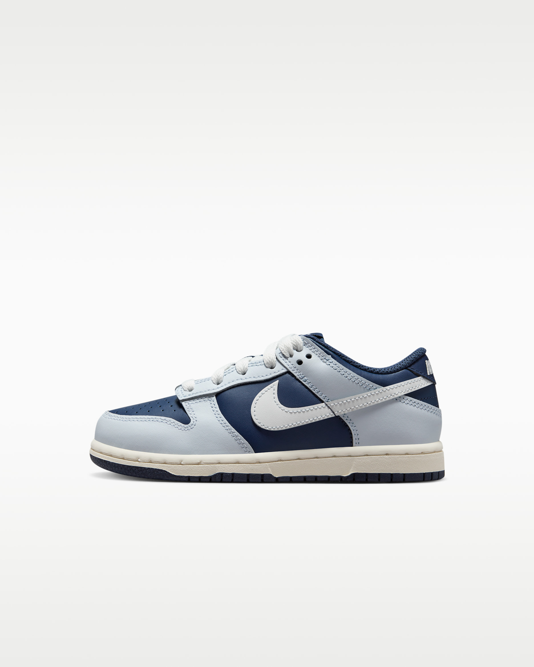 Tenis para niños de preescolar Nike Dunk Low - Gris fútbol/Azul marino medianoche/Blanco cumbre
