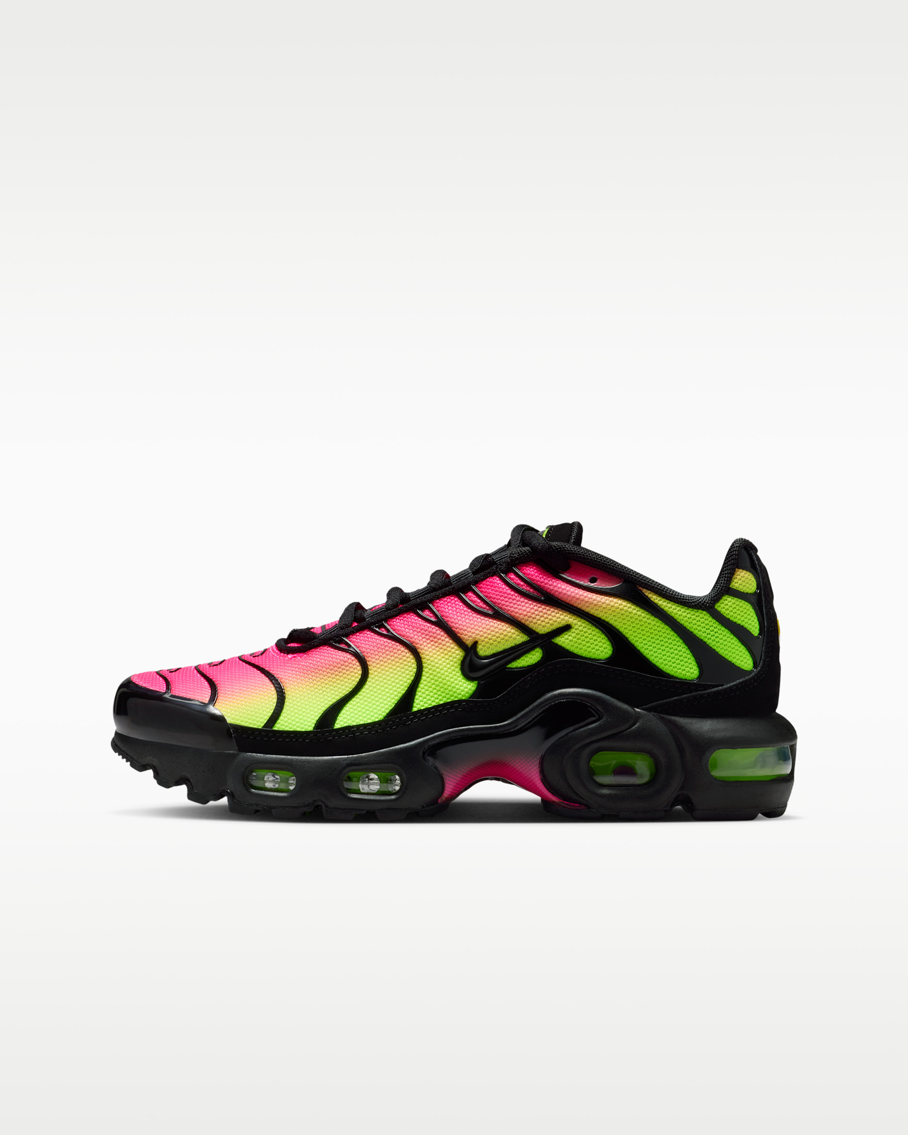 Tenis para niños grandes Nike Air Max Plus - Negro/Hiperrosa/Volt/Negro