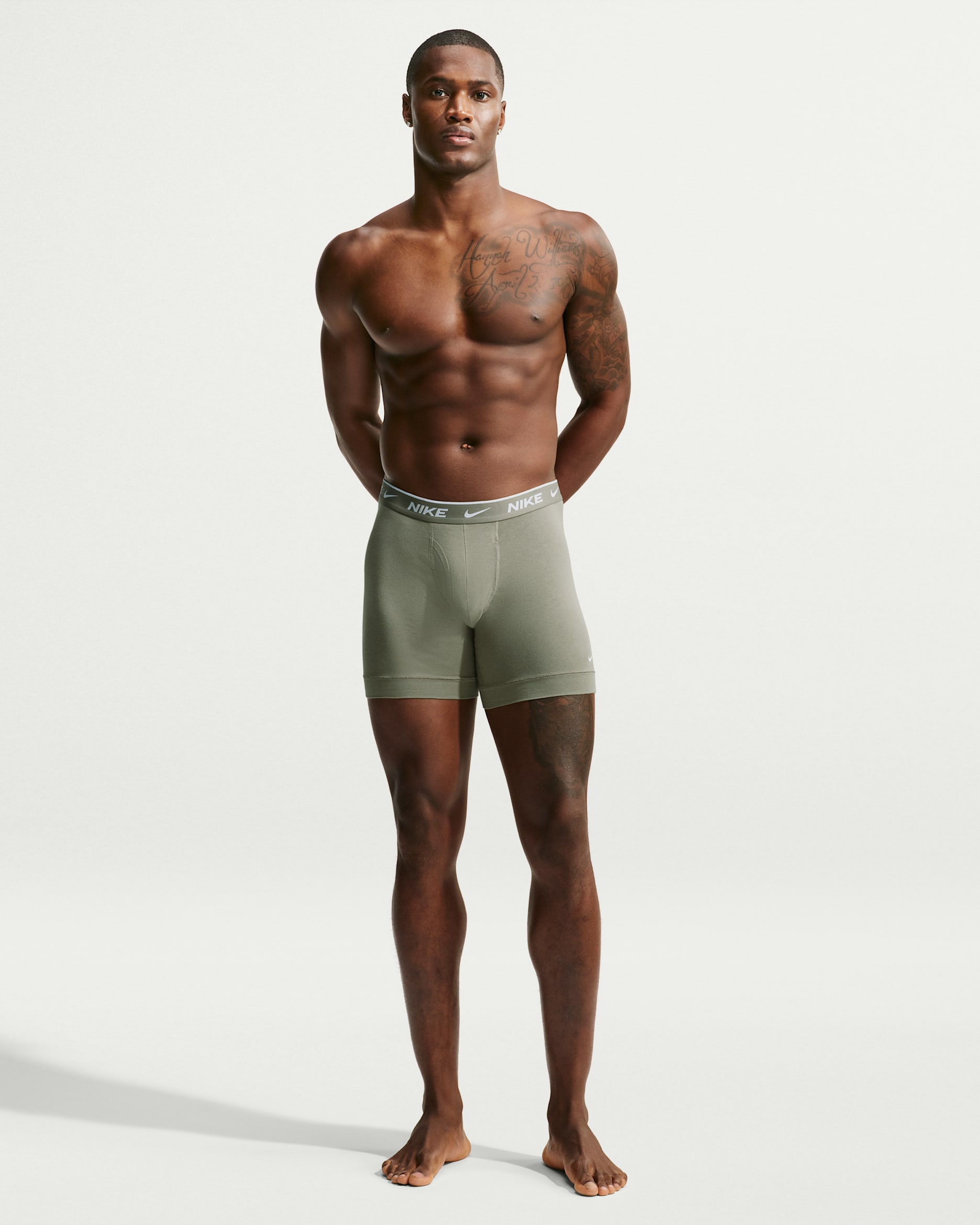 Nike Essential Cotton Stretch Men's Dri-FIT Boxer Briefs (3-Pack) - Light Army/Iron Grey/Court Green