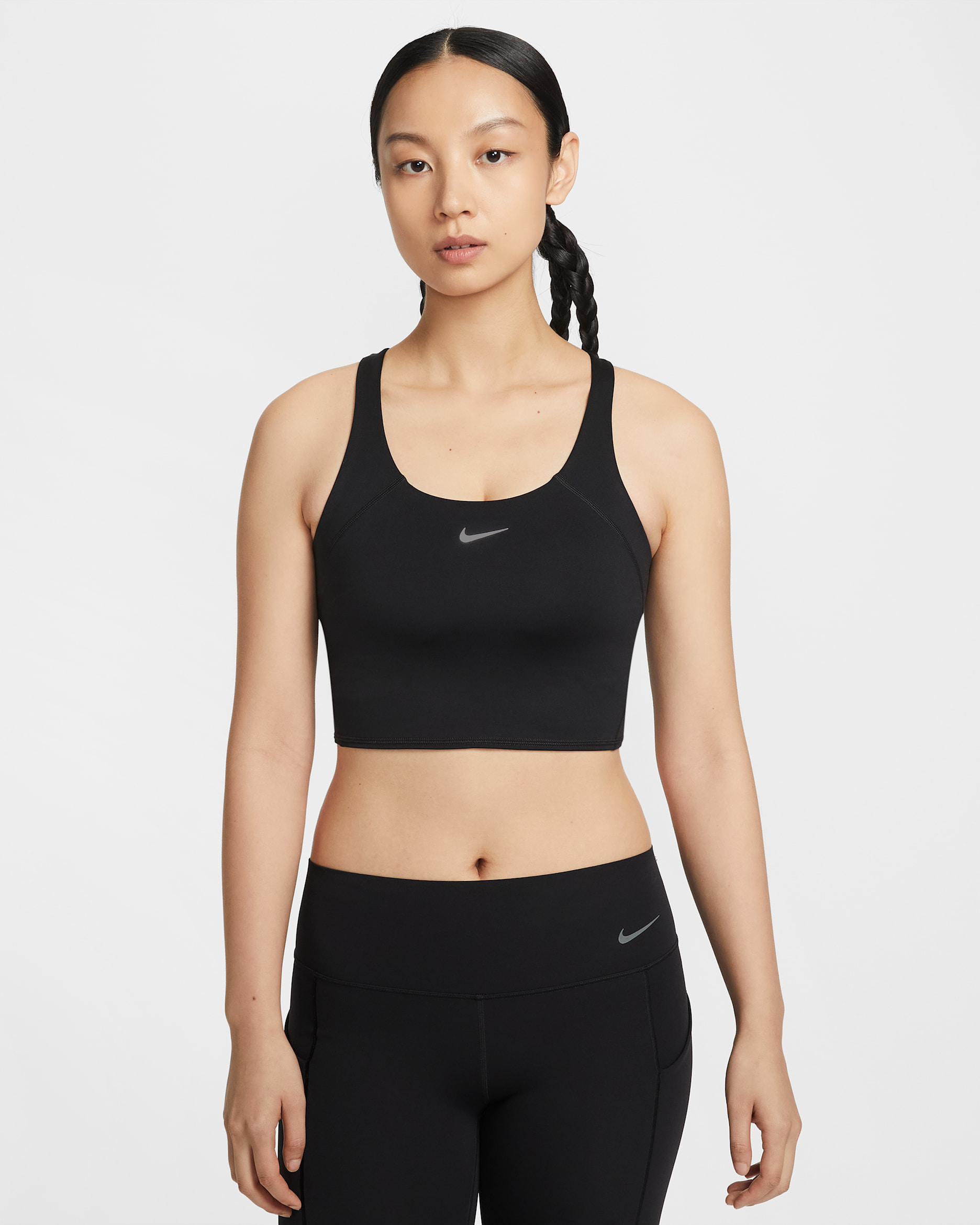 Nike Tempo Women's Medium-Support Cropped Sports Bra Tank Top - Black/Black