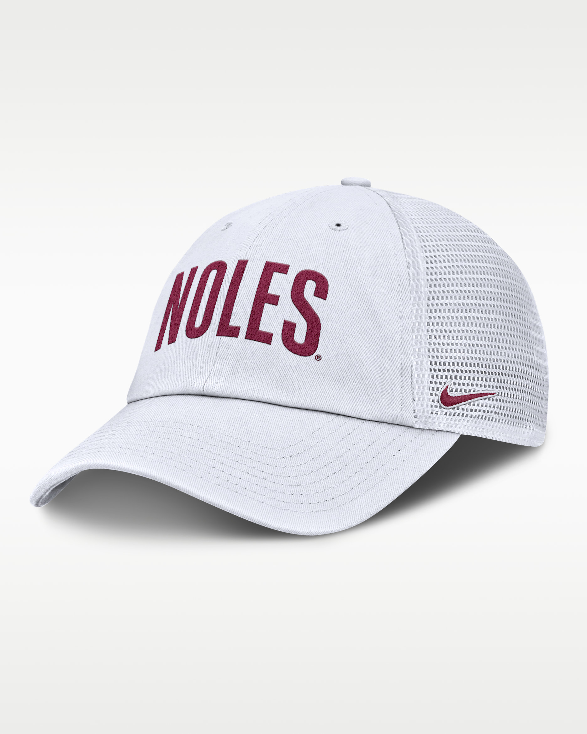 Gorra de rejilla universitaria Nike ajustable para hombre Florida State Primetime Campus Club - Blanco