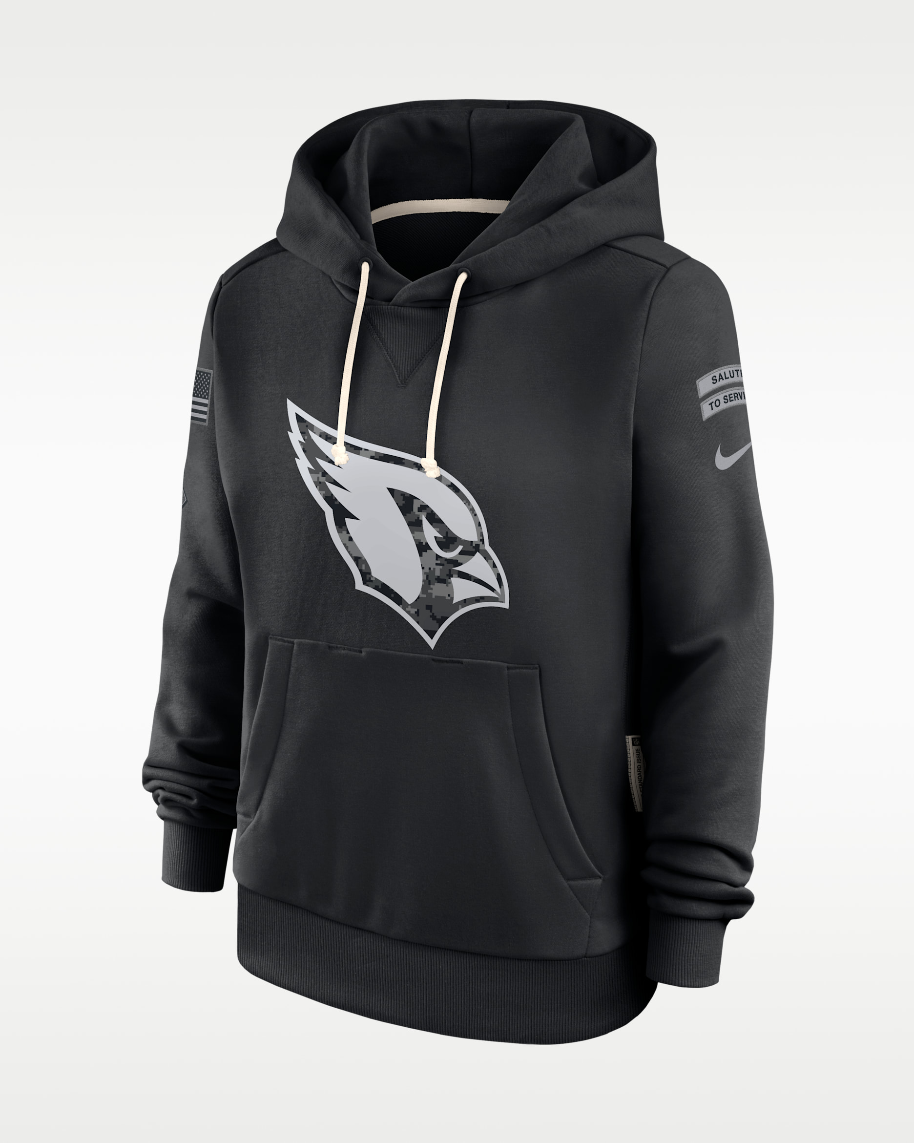 Sudadera con gorro sin cierre Nike Dri-FIT de la NFL para mujer Arizona Cardinals Salute to Service Sideline - Negro