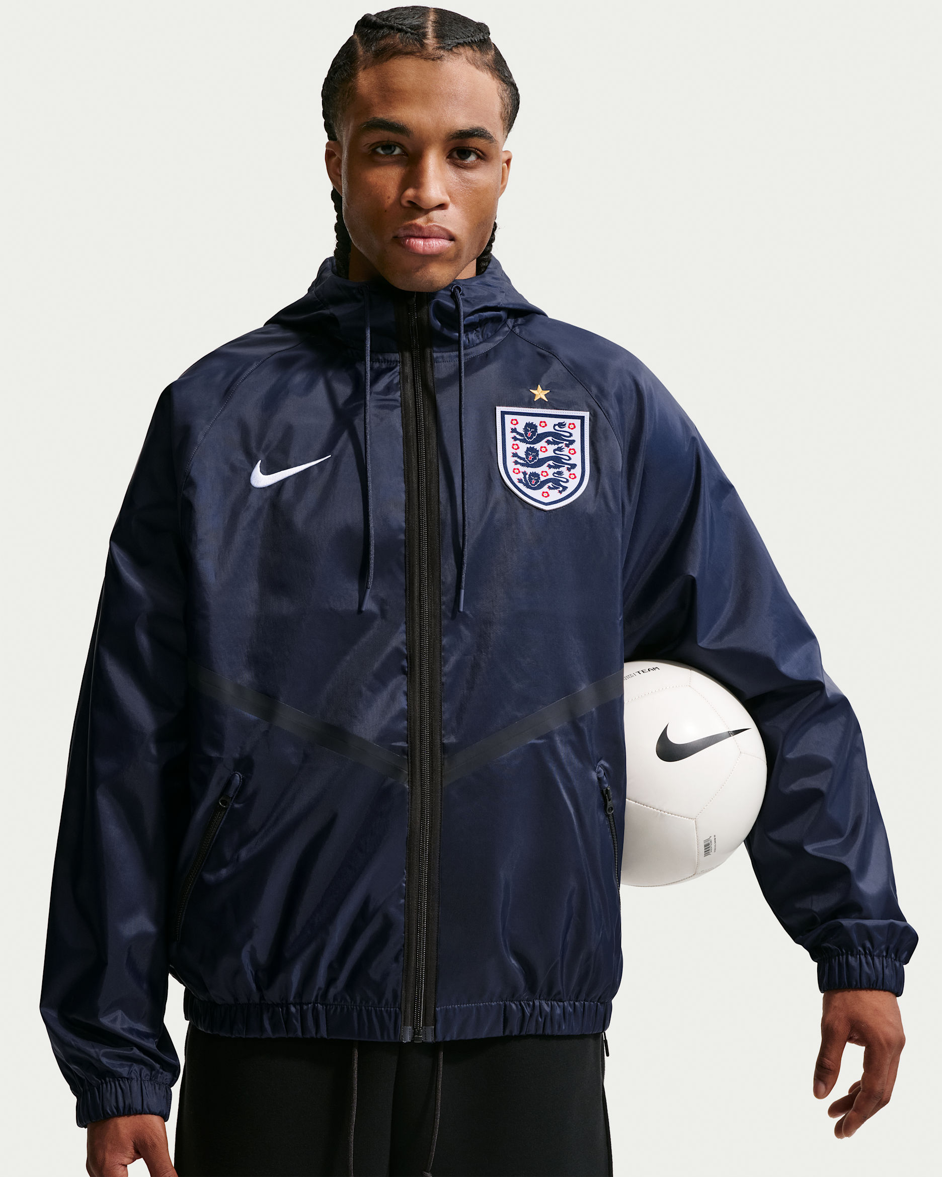 England Men's Nike Dri-FIT Football Anthem Jacket - Obsidian/Black/White