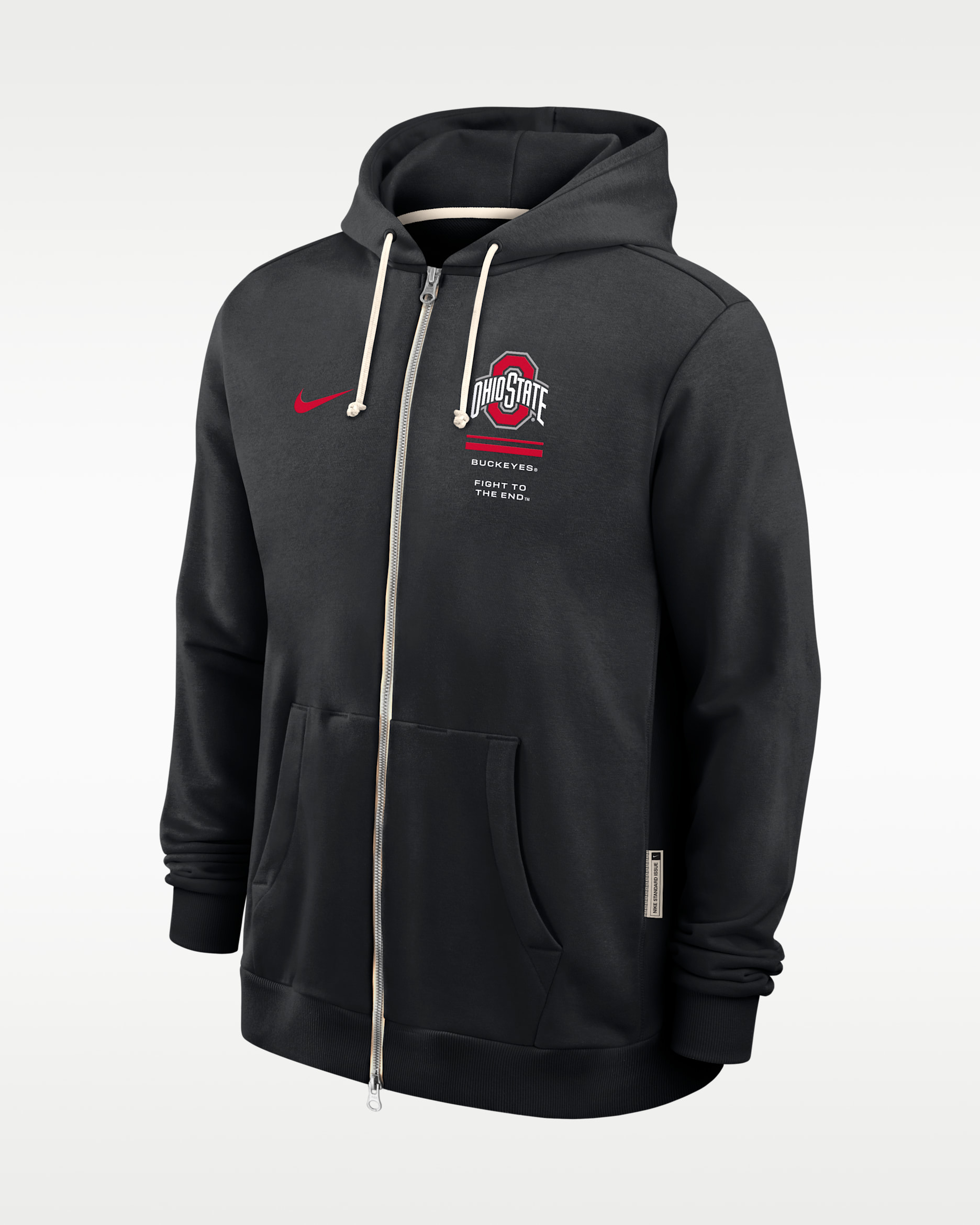 Sudadera con gorro universitaria Nike Dri-FIT de cierre completo para hombre Ohio State Sideline Standard Issue - Negro