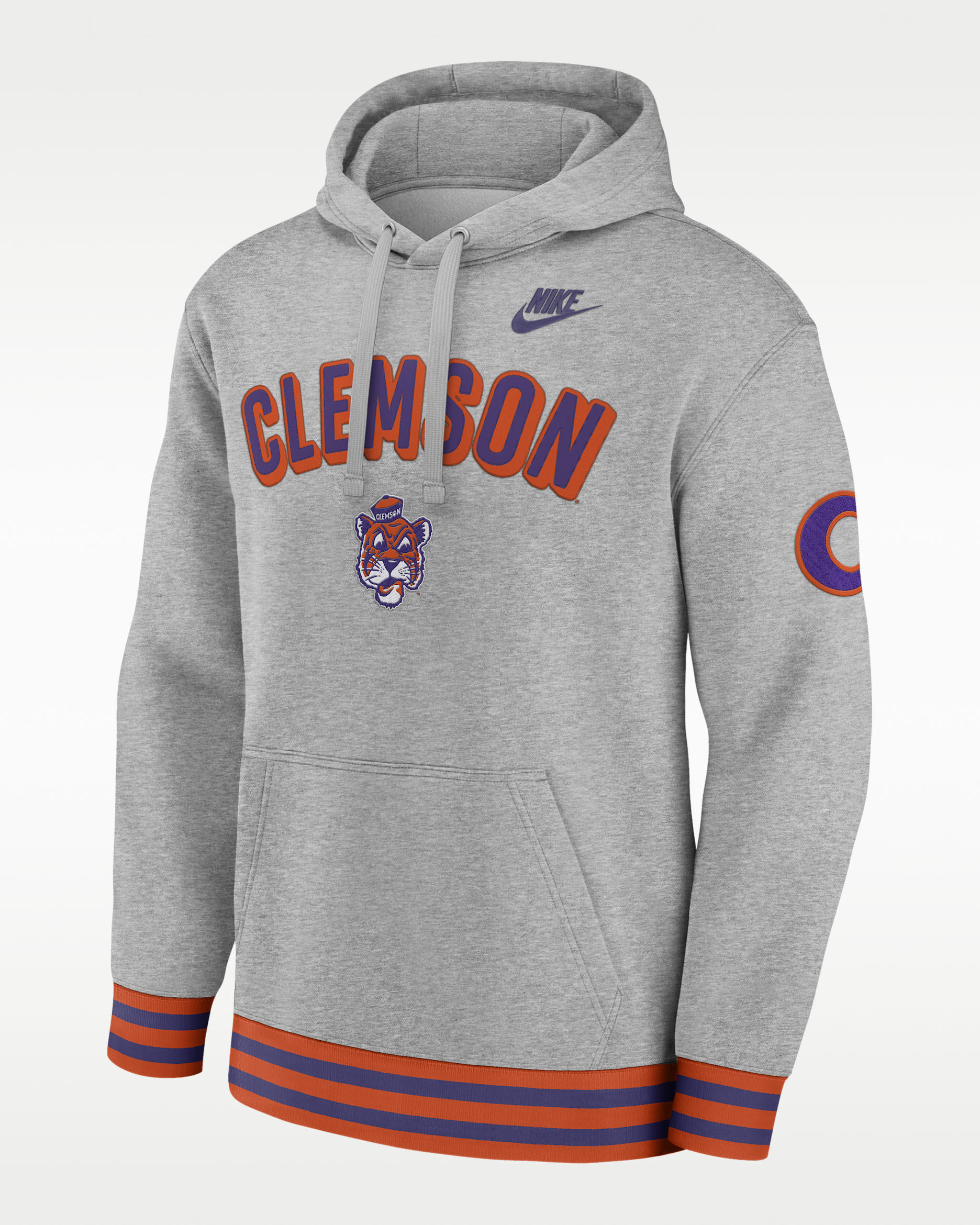 Clemson Legacy Retro Men’s Nike College Pullover Hoodie - Grey