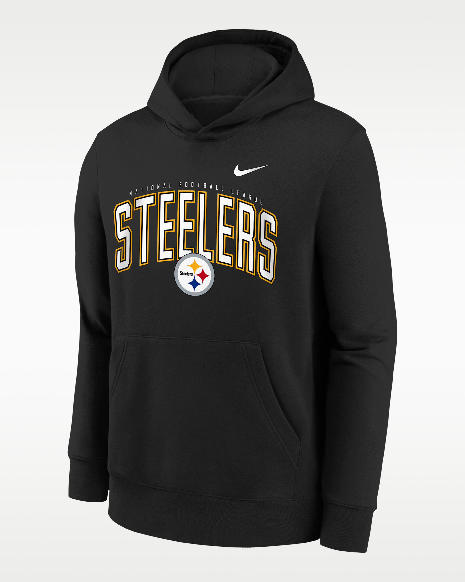 Pittsburgh Steelers Essentials Club Logo Arch Big Kids' Nike NFL Pullover Crew - Black