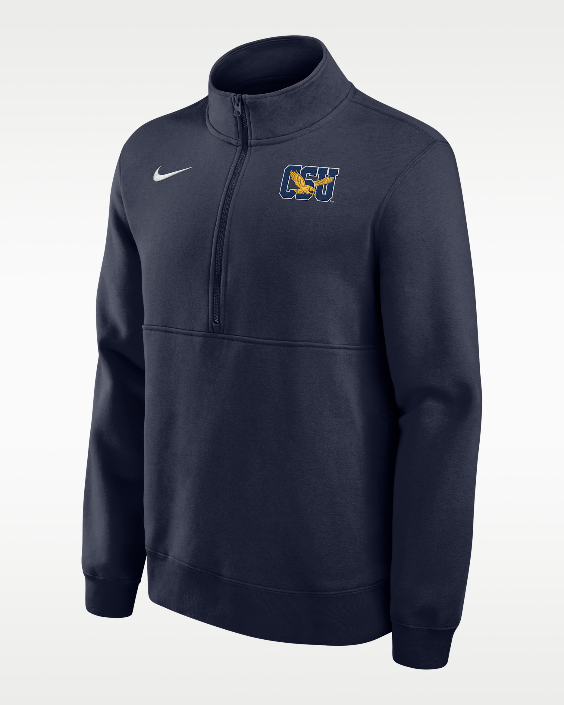 Sudadera universitaria Nike de tejido Fleece de medio cierre para hombre Coppin State University Eagles Club - Azul marino universitario