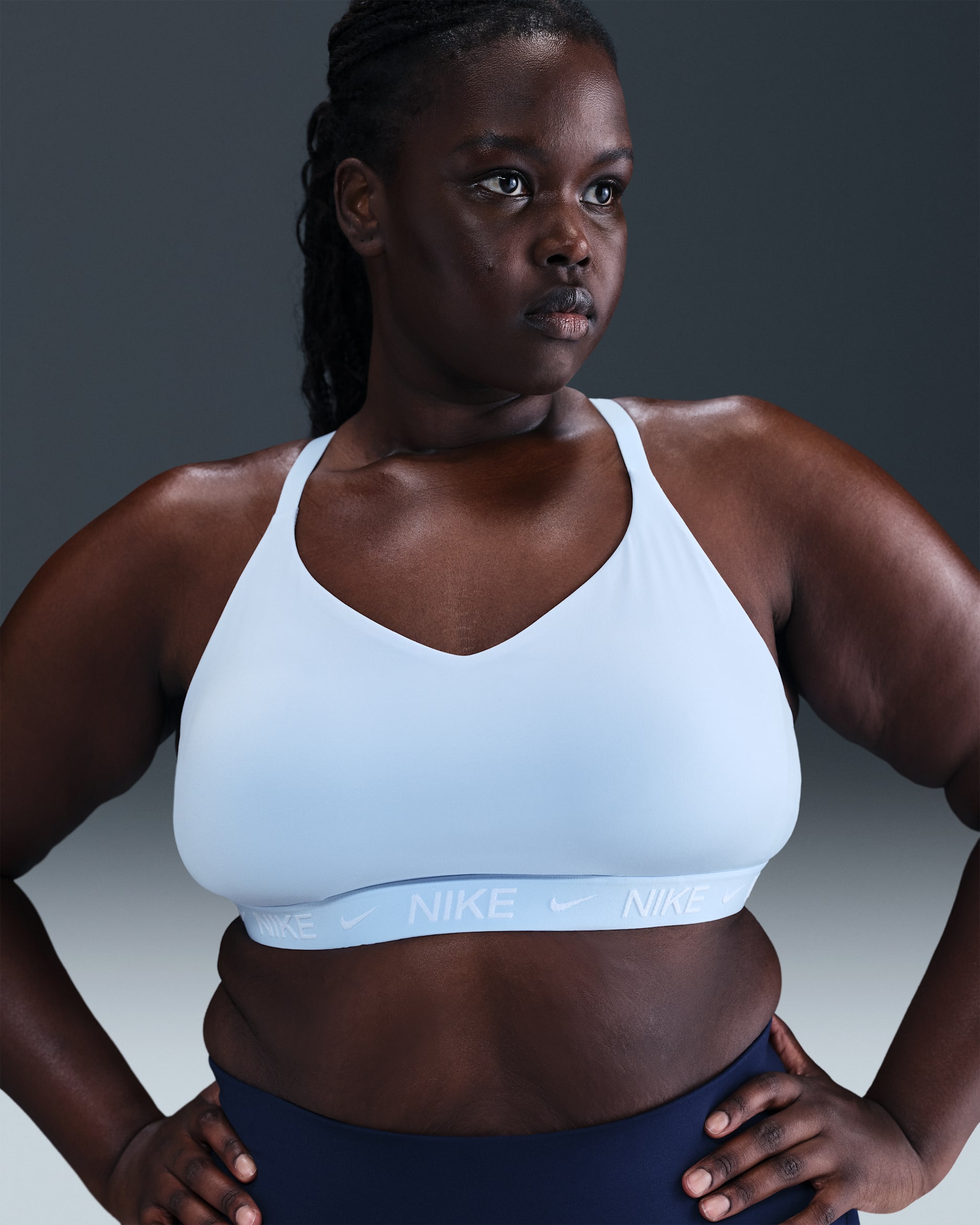 Nike Indy Light Support Women's Padded Adjustable Sports Bra (Plus Size) - Celestine Blue