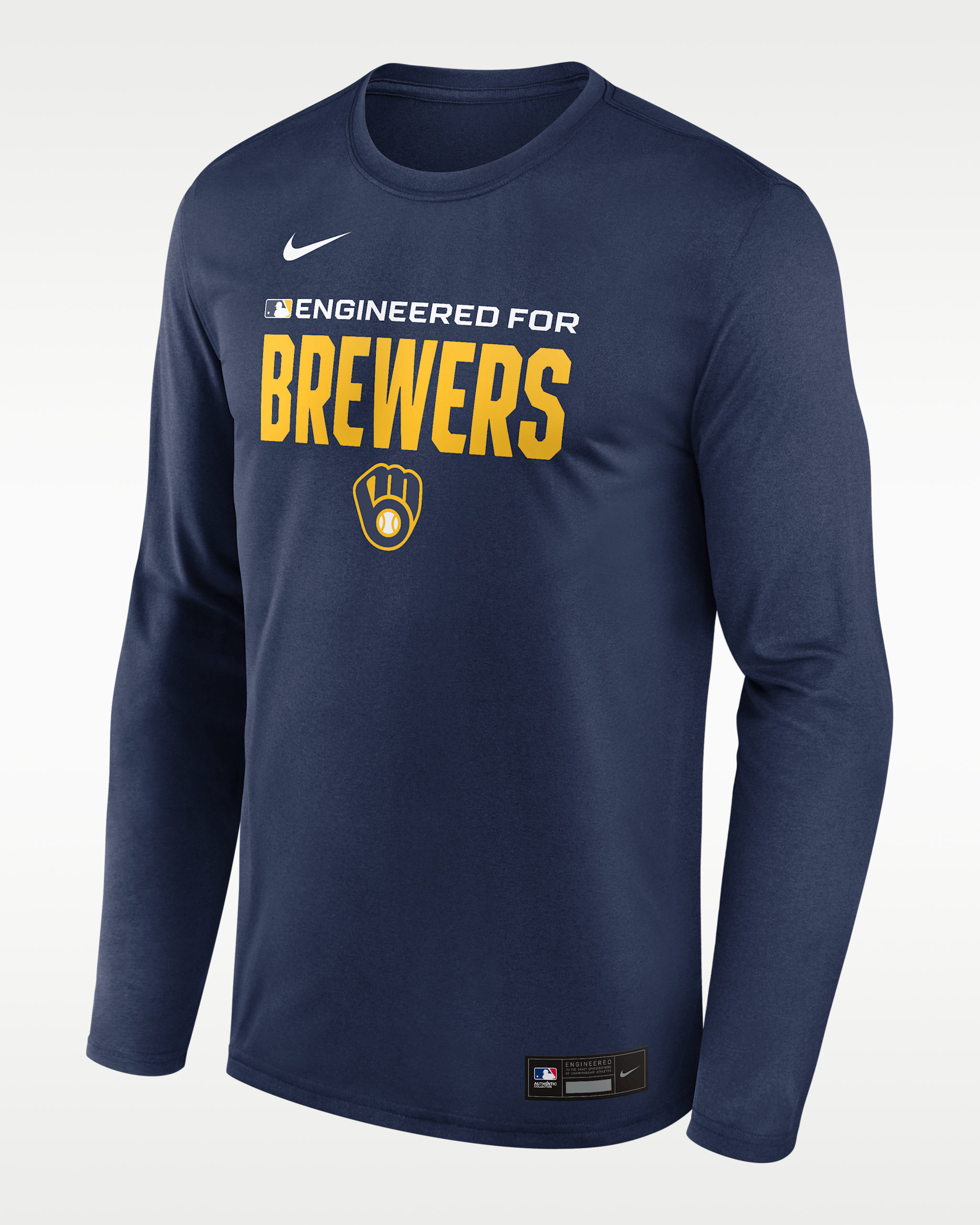 Milwaukee Brewers Authentic Collection Team Issue Men's Nike Dri-FIT MLB Long-Sleeve T-Shirt - Navy