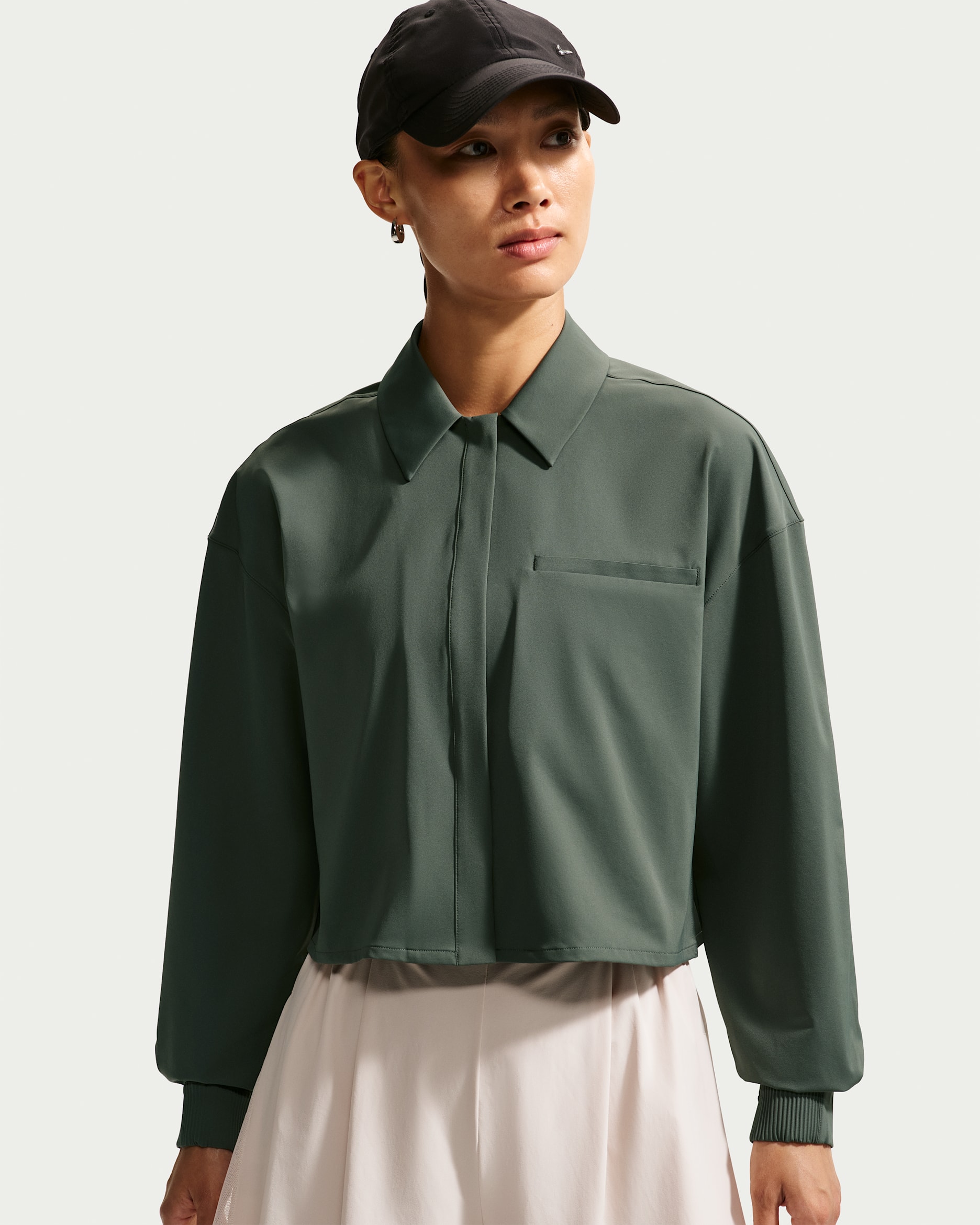 Nike 24.7 PerfectStretch Women's Dri-FIT Cropped Long-Sleeve Top - Camo Green/Outdoor Green