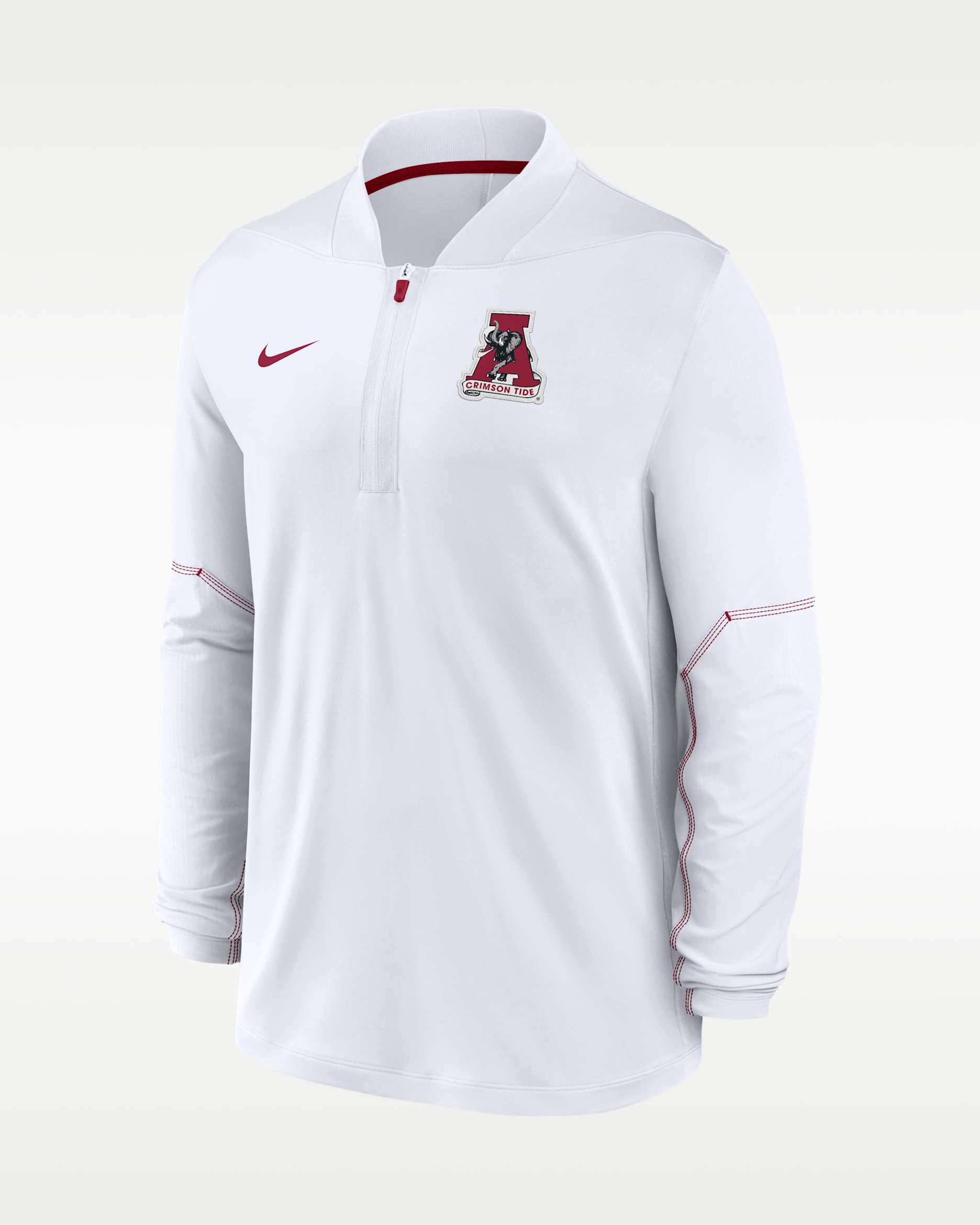 Alabama Sideline Men's Nike Dri-FIT College 1/2-Zip Top - White/Team Crimson