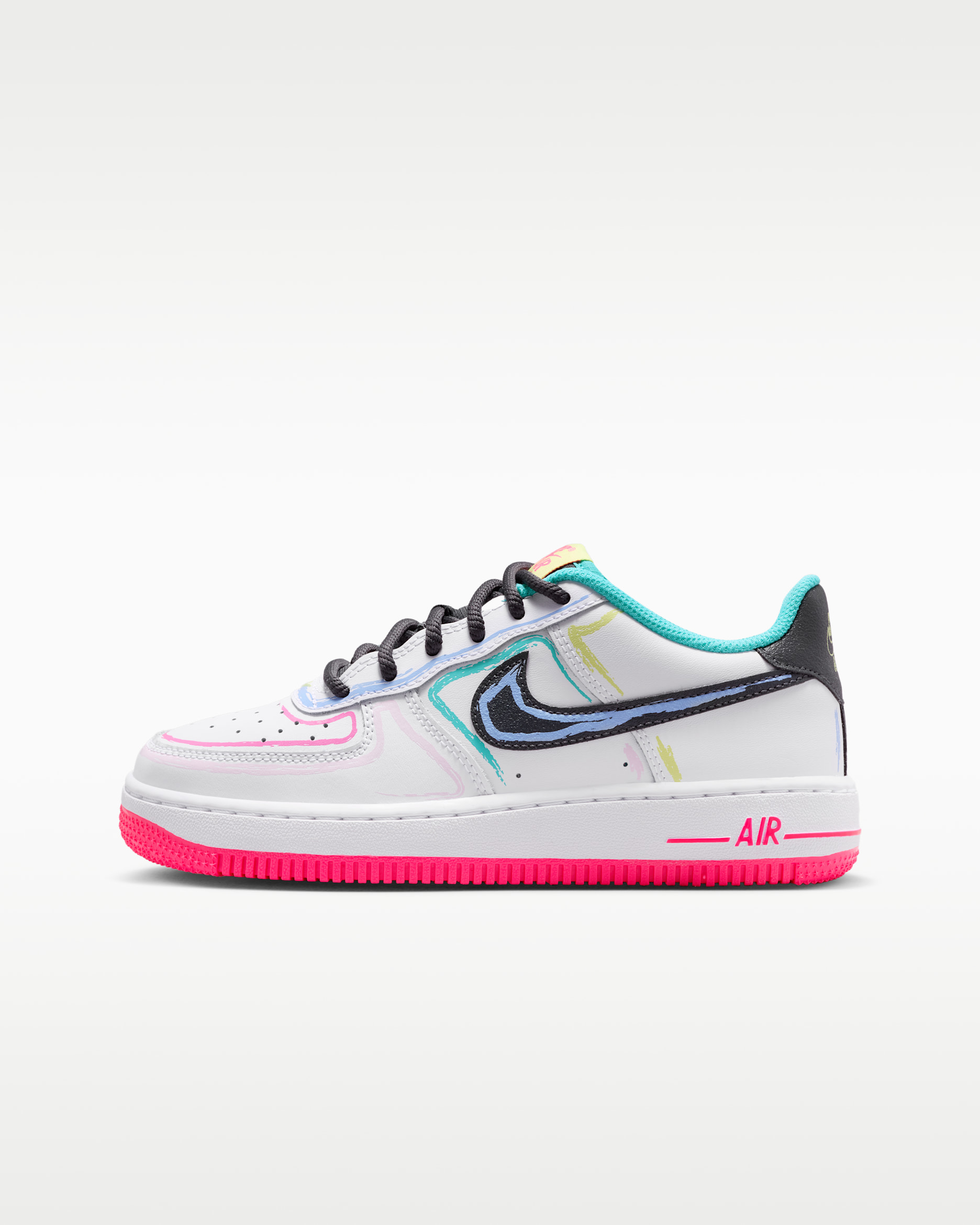 Nike Air Force 1 Big Kids' Shoes - White/Hyper Pink/Dusty Cactus/Anthracite