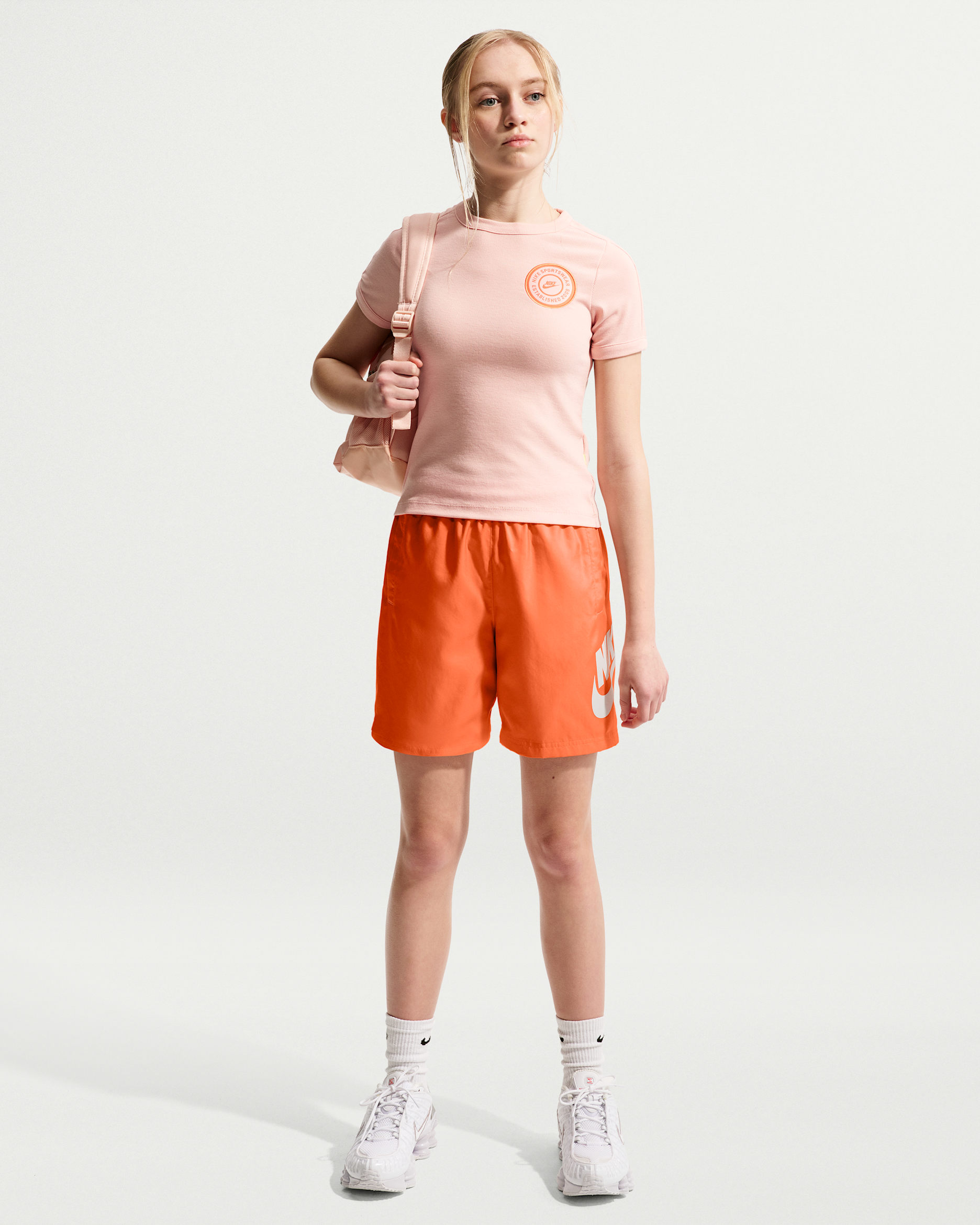 Nike Sportswear Club Older Kids' 15cm (approx.) Woven Shorts - Turf Orange/White