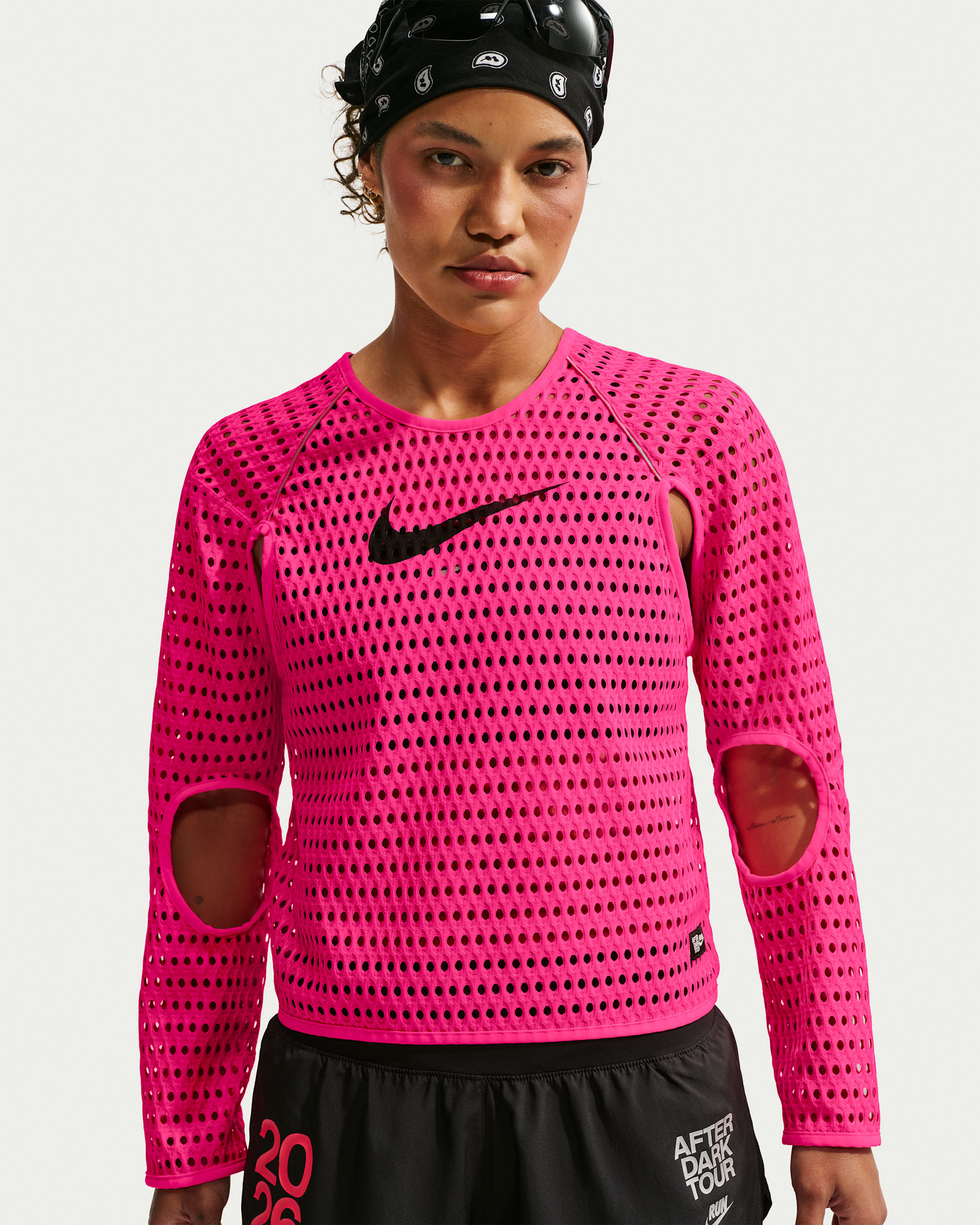 Nike Radical AirFlow After Dark Tour Women's Aero-FIT Long-Sleeve Cropped Running Top - Hyper Pink/Black