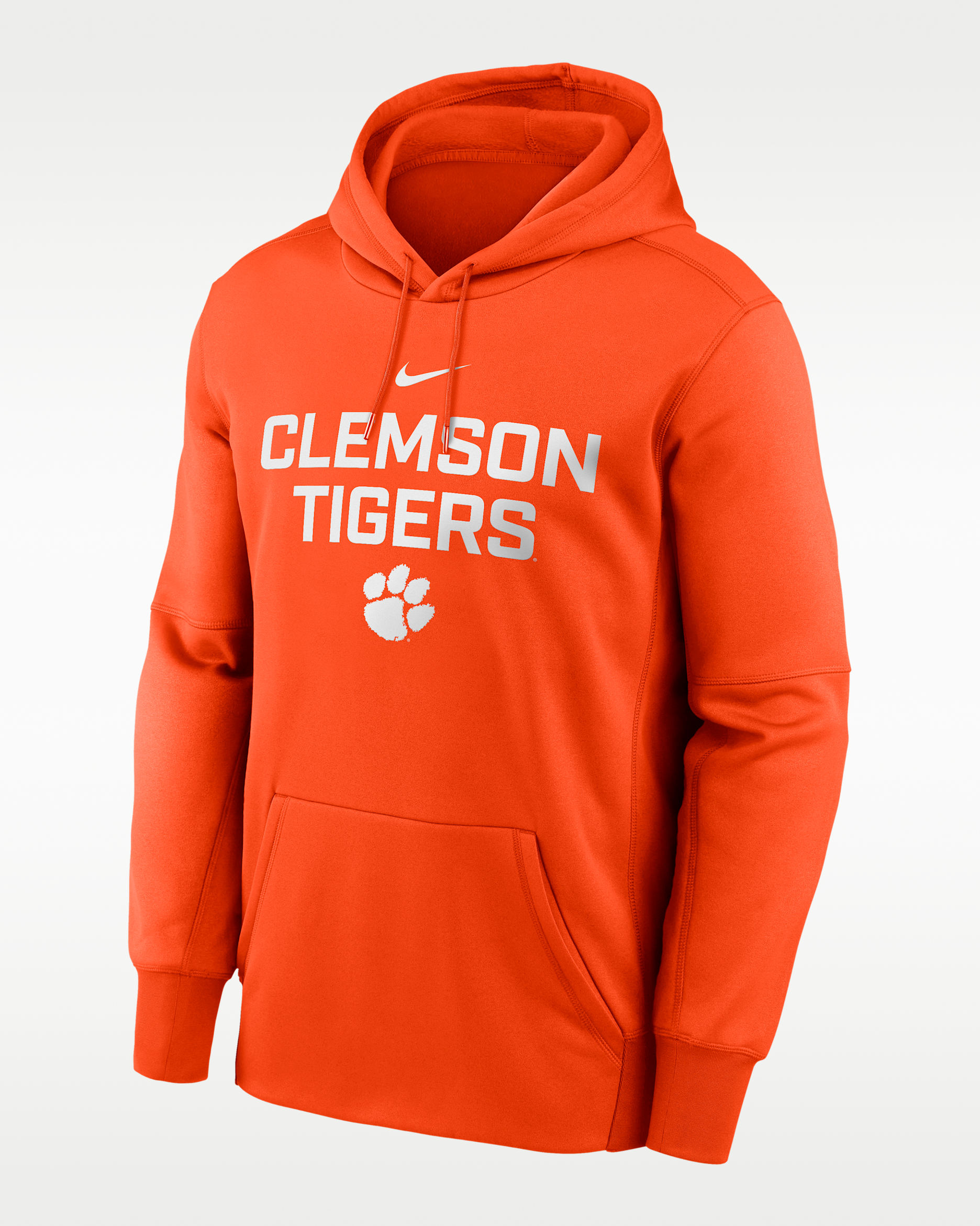 Clemson Team Stacked Men’s Nike Therma College Pullover Hoodie - Orange