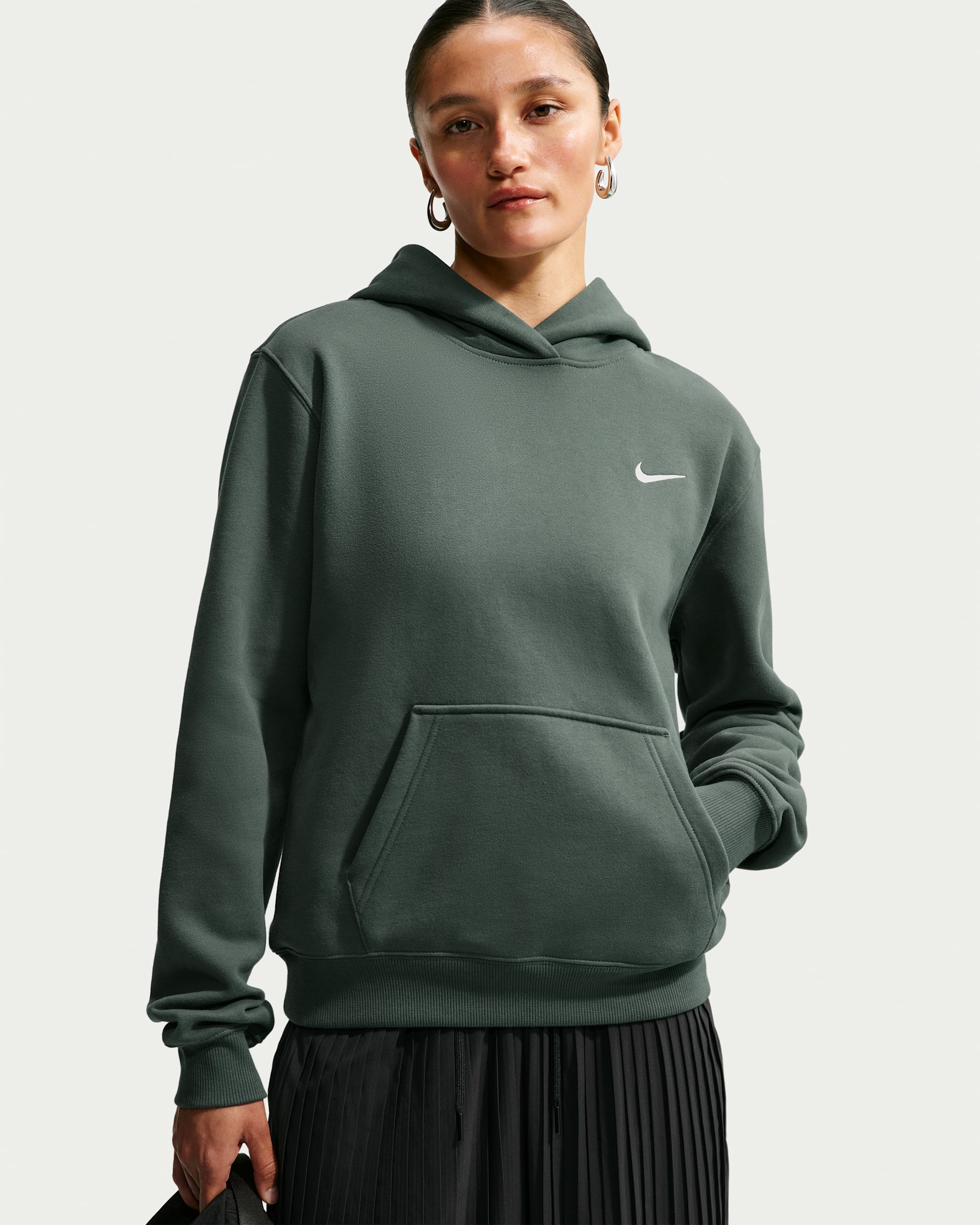 Nike Studio Fleece Medium Weight Women's Pullover Hoodie - Camo Green/Sail