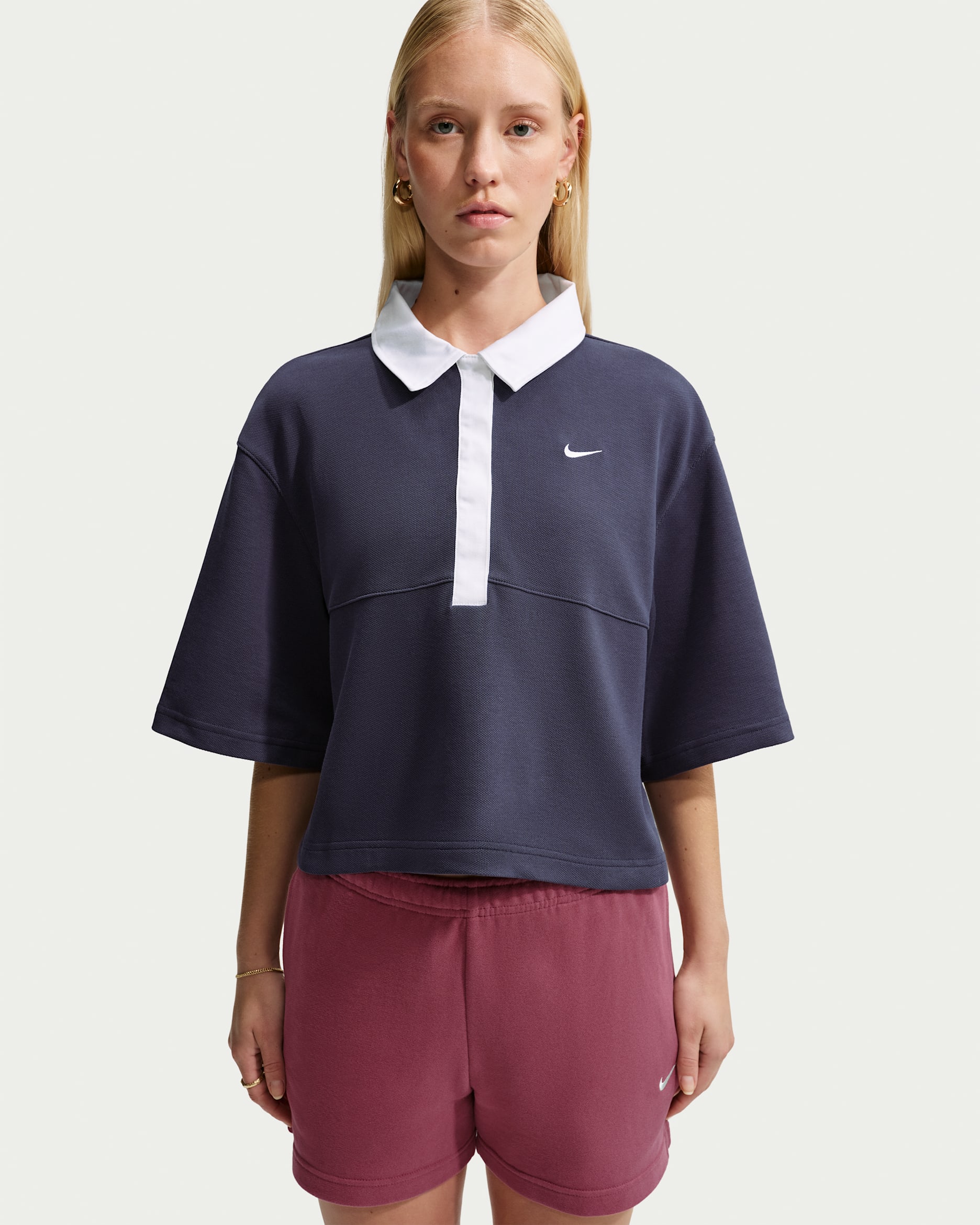 Nike Sportswear Women's Oversized Short-Sleeve Polo - Gridiron/Gridiron/Gridiron/White