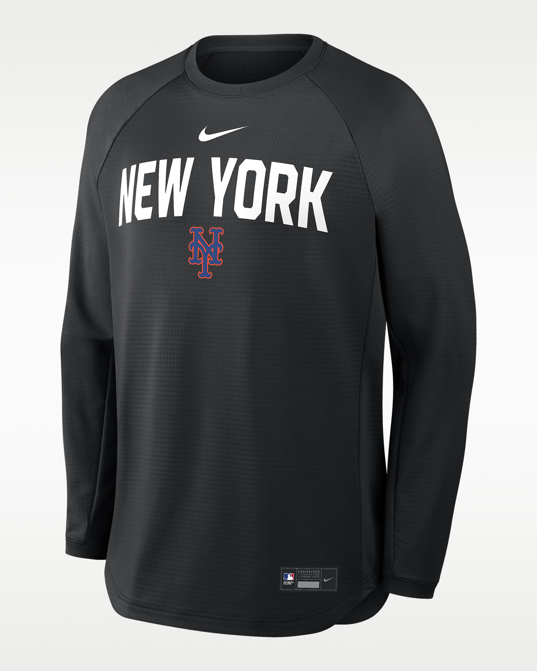 New York Mets Authentic Collection Men's Nike Dri-FIT Pullover Crew - Black