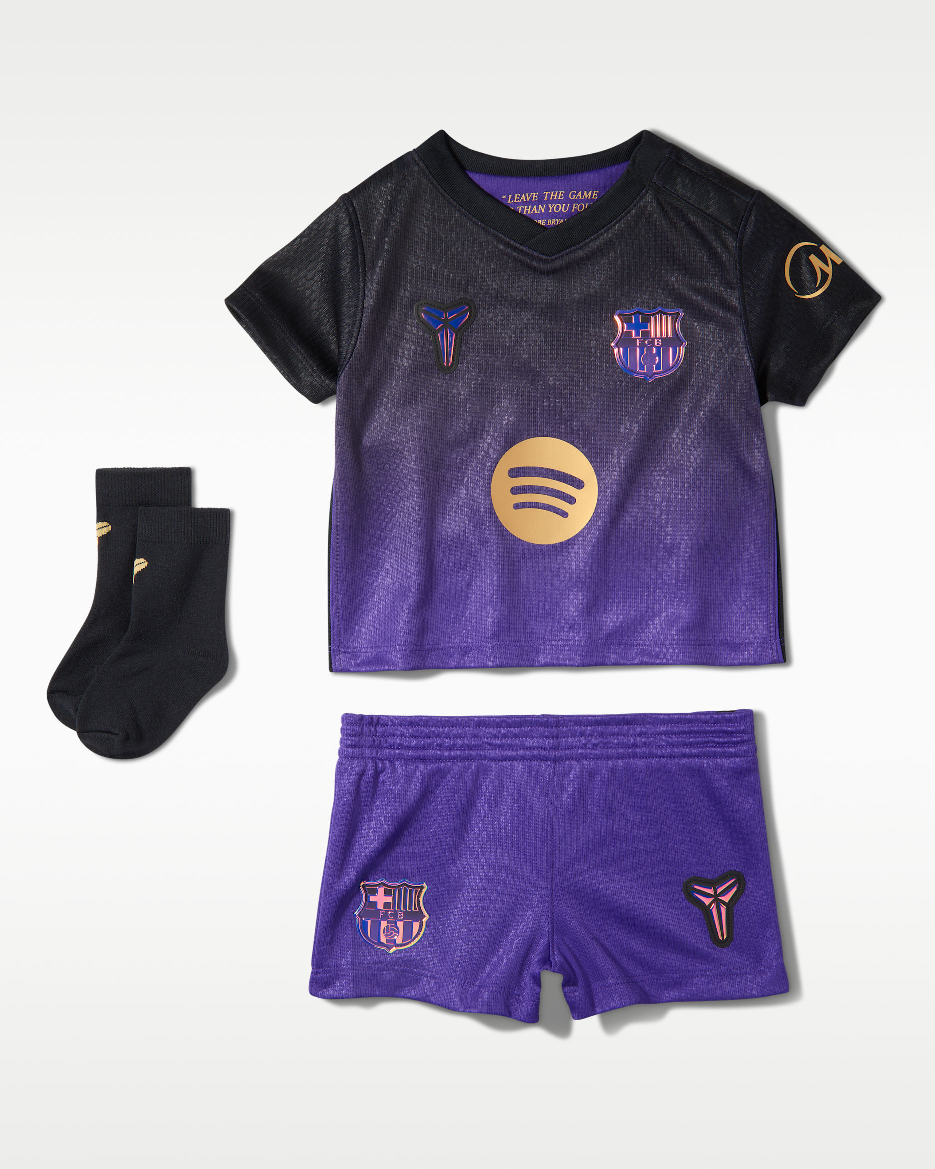 F.C. Barcelona 2026/27 Stadium Away Baby/Toddler Kobe Football Replica 3-Piece Kit - Field Purple/Field Purple/Black/Metallic Gold