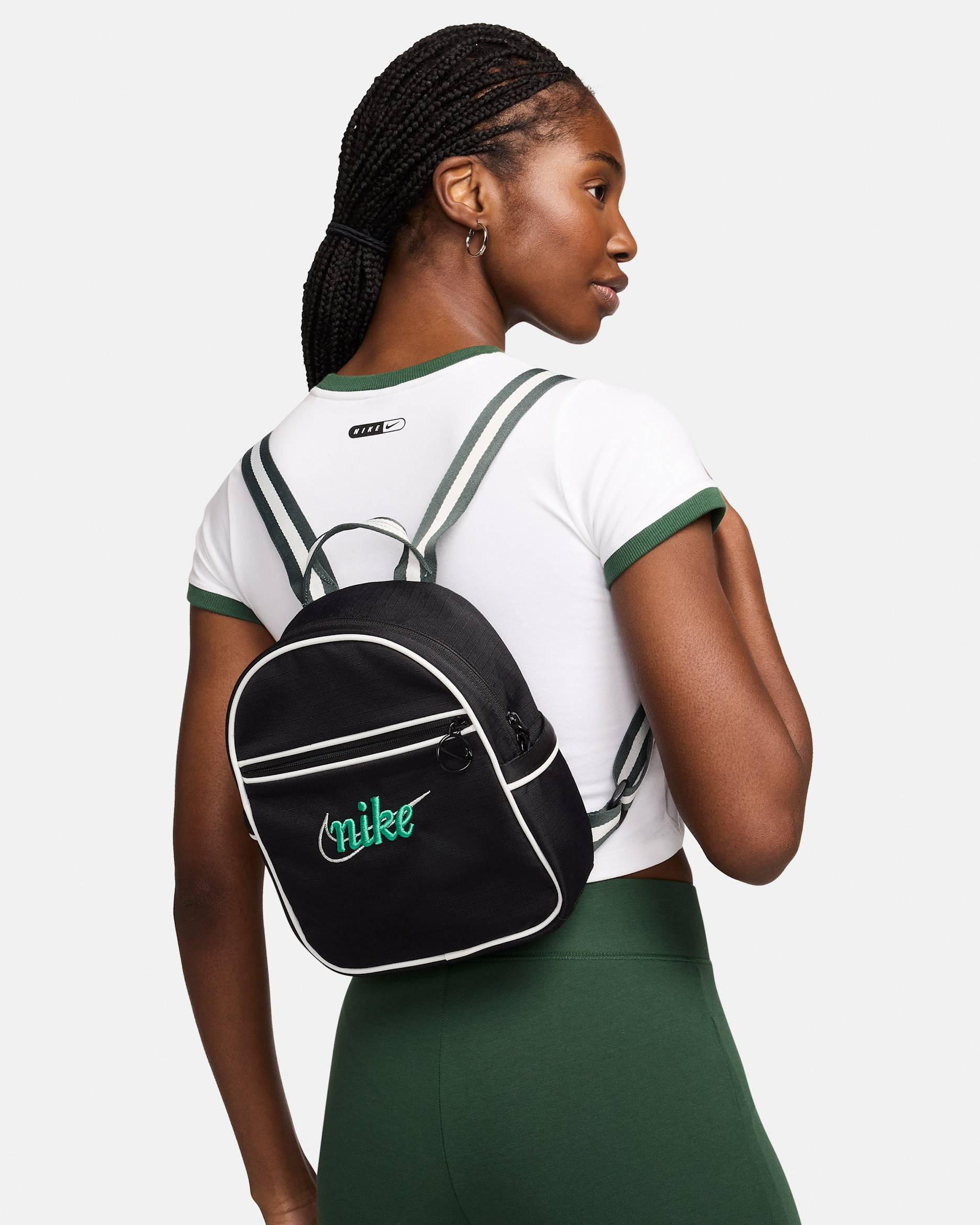 Nike Sportswear Futura 365 Mini Backpack (6L) - Black/Sail/Stadium Green