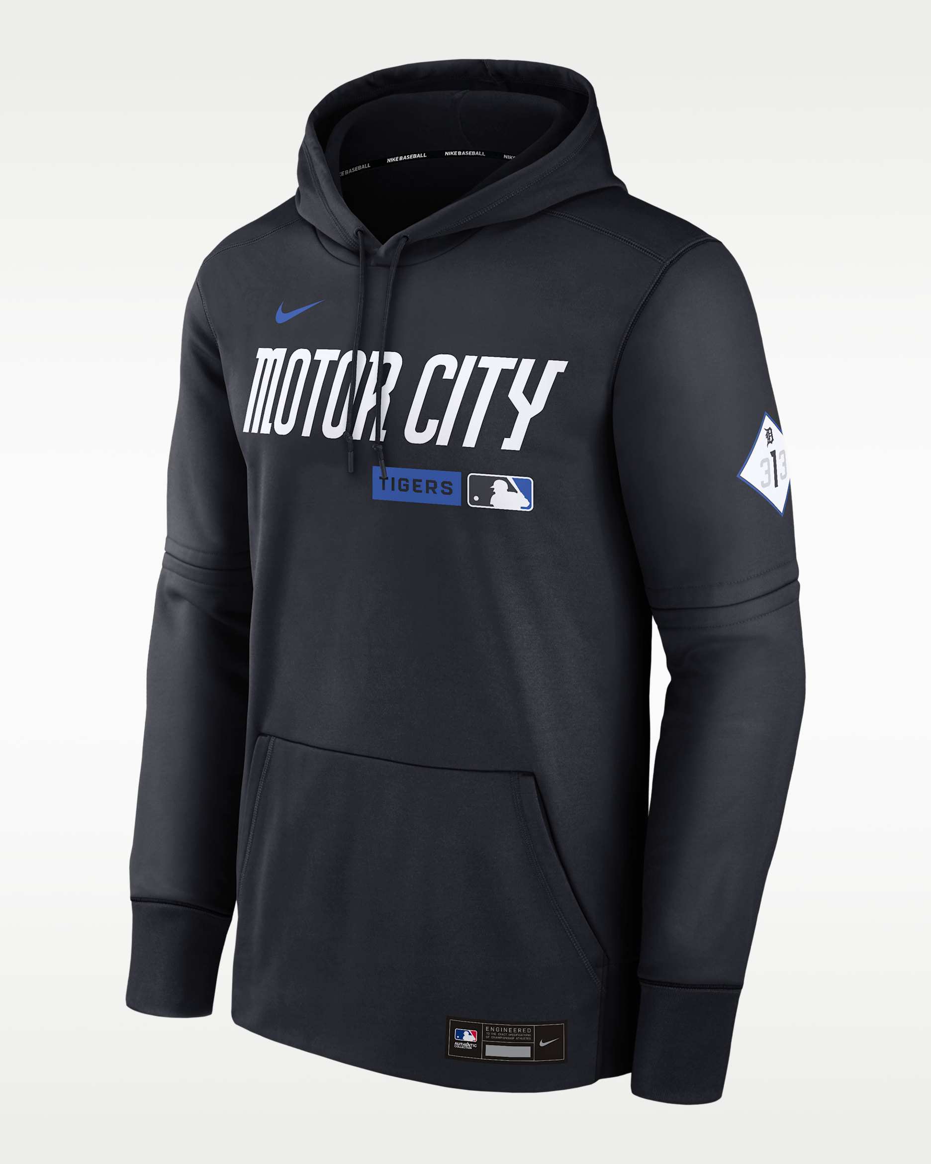 Detroit Tigers Authentic Collection City Connect Men's Nike Therma MLB Pullover Hoodie - Navy