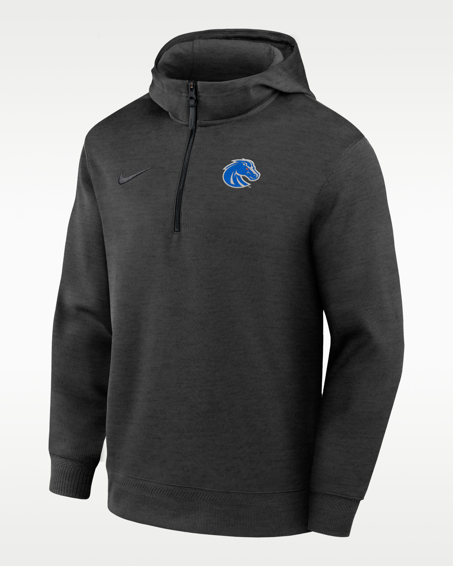 Boise State Coaches Premium Men's Nike Dri-FIT College 1/4-Zip Hoodie - Black
