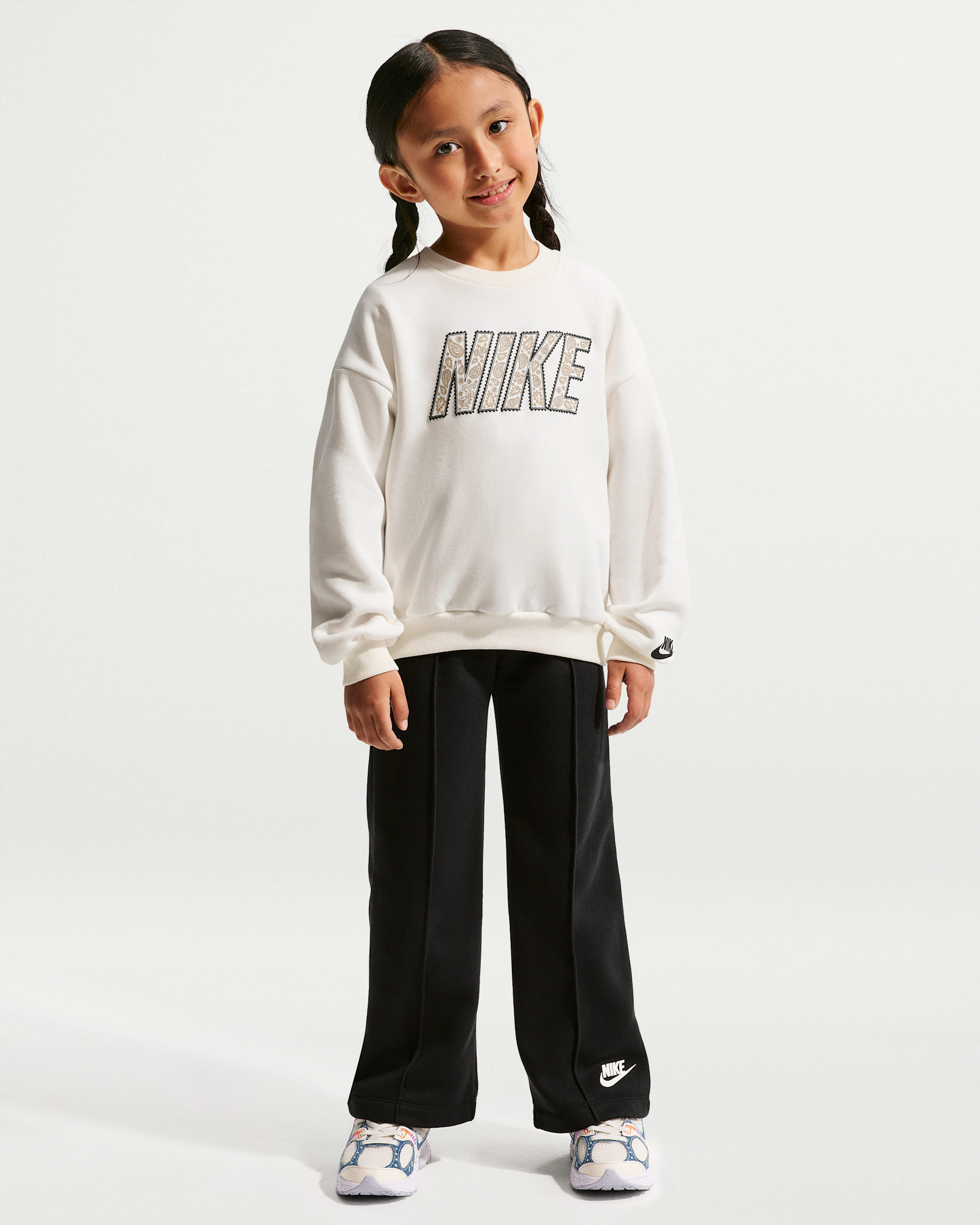 Nike Retro Remix Little Kids' 2-Piece Wide Leg Pants Set - Black