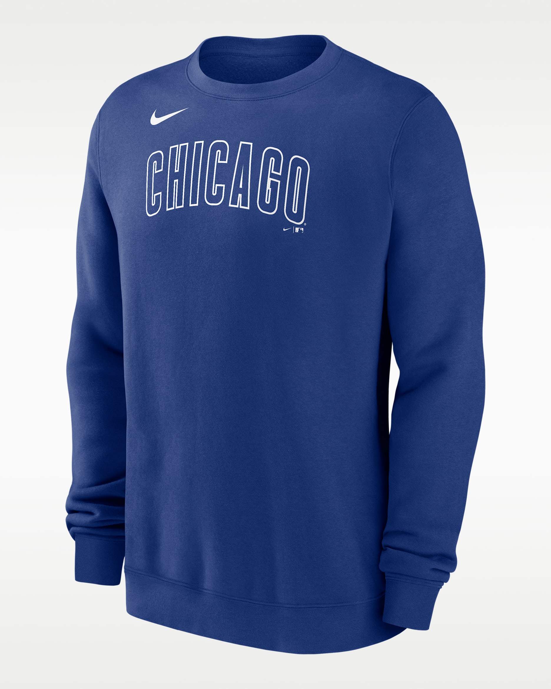 Sudadera de cuello redondo sin cierre Nike de la MLB para hombre Chicago Cubs Wordmark - Royal