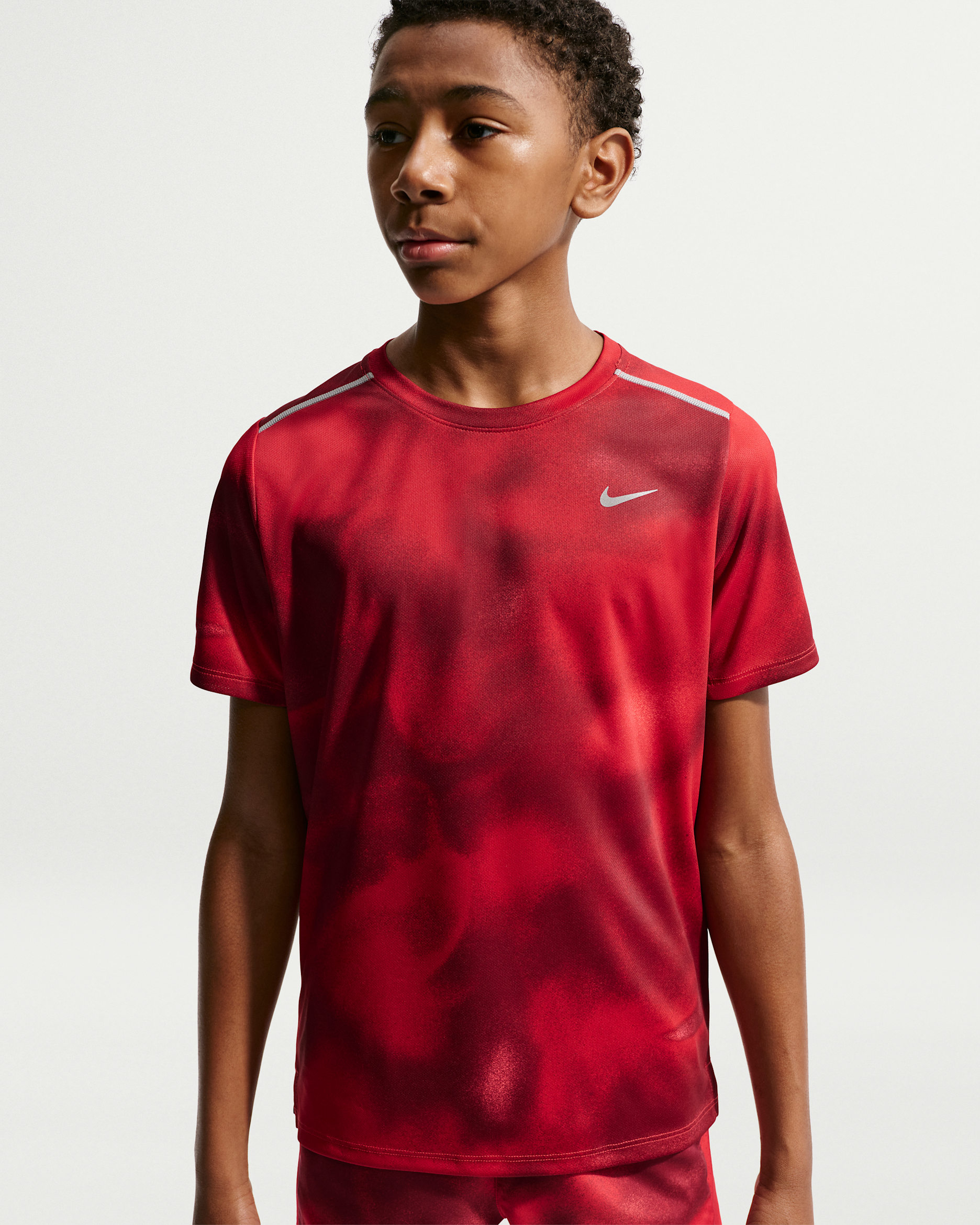 Kortärmad löpartröja Nike Miler Dri-FIT för barn - University Red