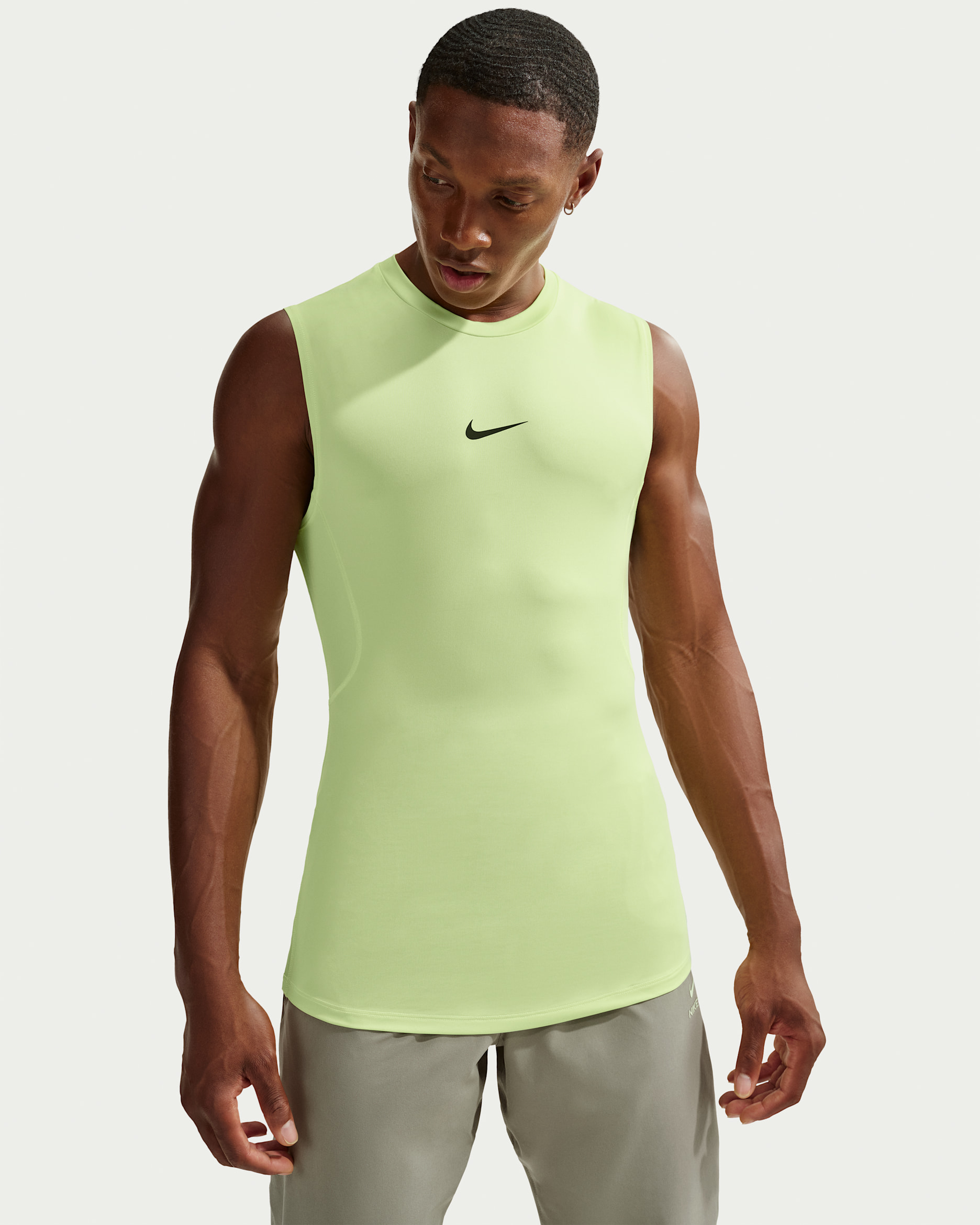Playera de fitness ajustada sin mangas Dri-FIT para hombre Nike Pro - Lima líquida claro/Negro