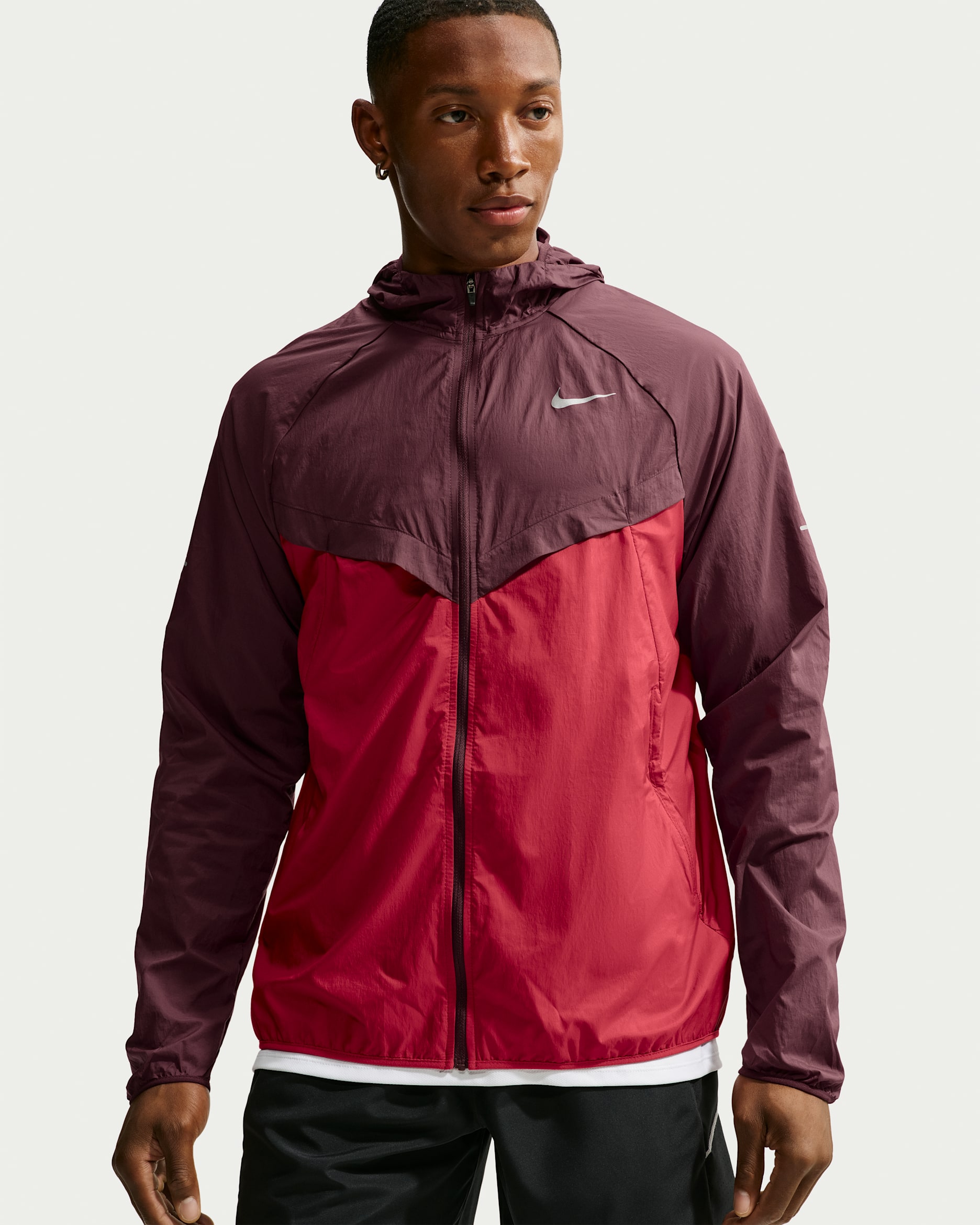 Nike Stride Men's Repel UV Running Jacket - Mystic Dates/Tough Red