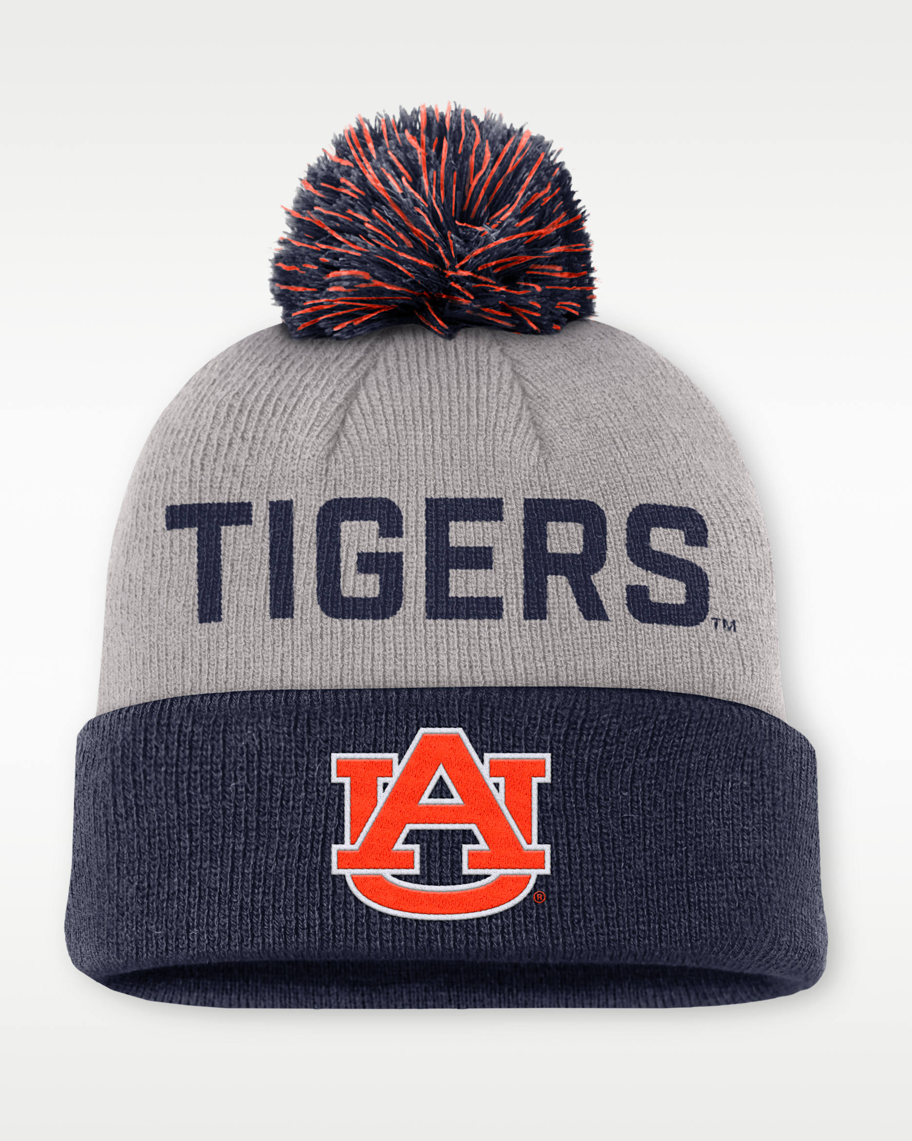 Auburn Primetime Peak Men's Nike College Cuffed Pom Beanie - Grey