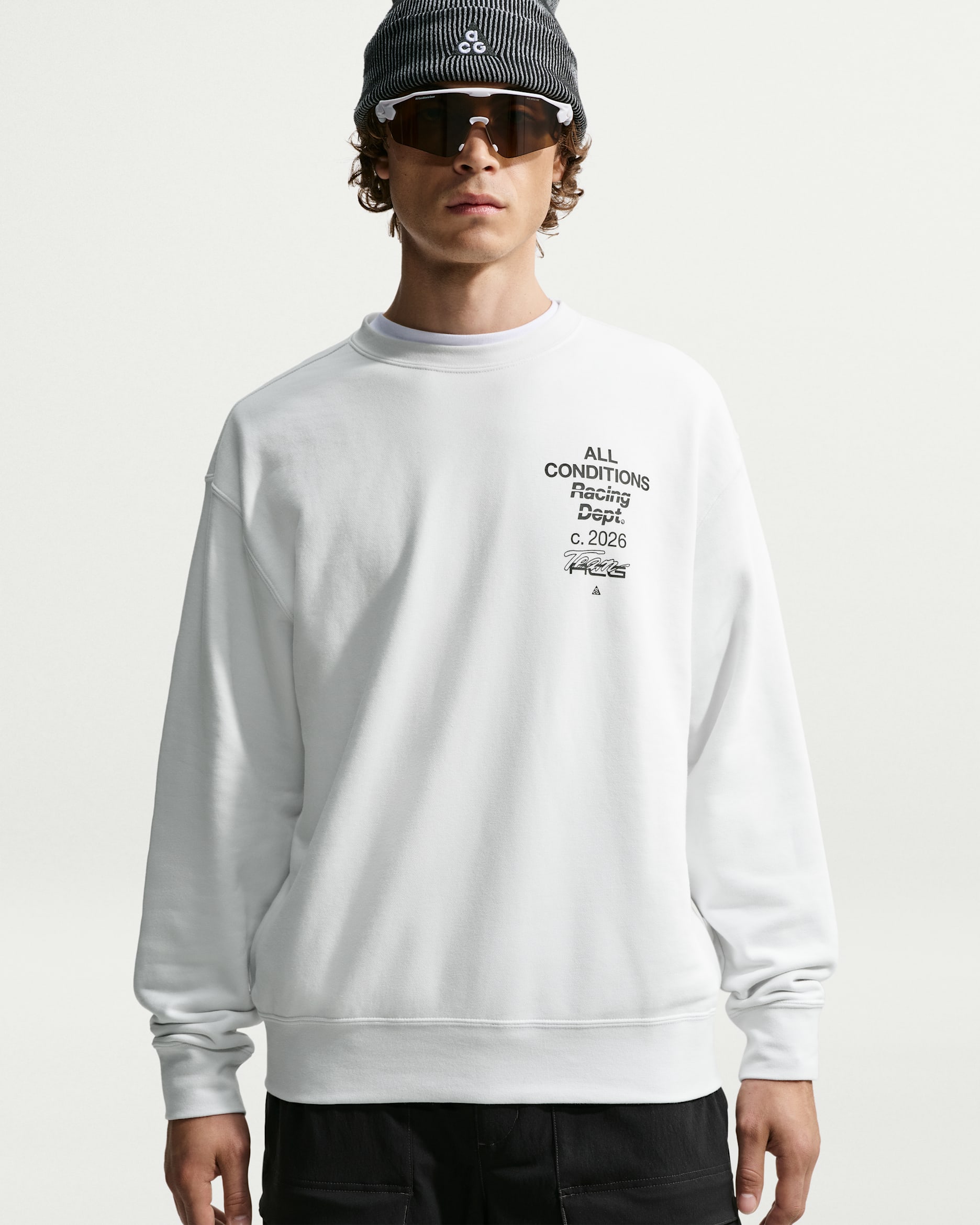 ACG 'Tuff Fleece' Men's Dri-FIT Crew-Neck Sweatshirt - Summit White/Black