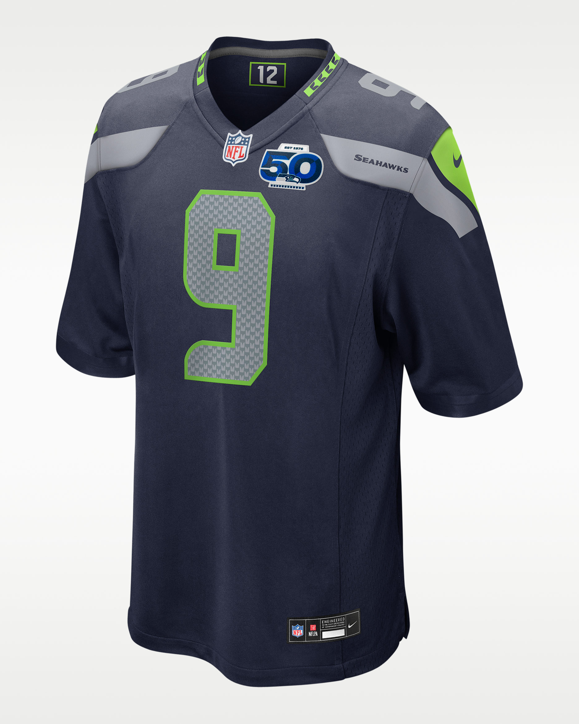 Jersey Nike de la NFL Game para hombre Kenneth Walker III Seattle Seahawks 50th Anniversary - Azul marino
