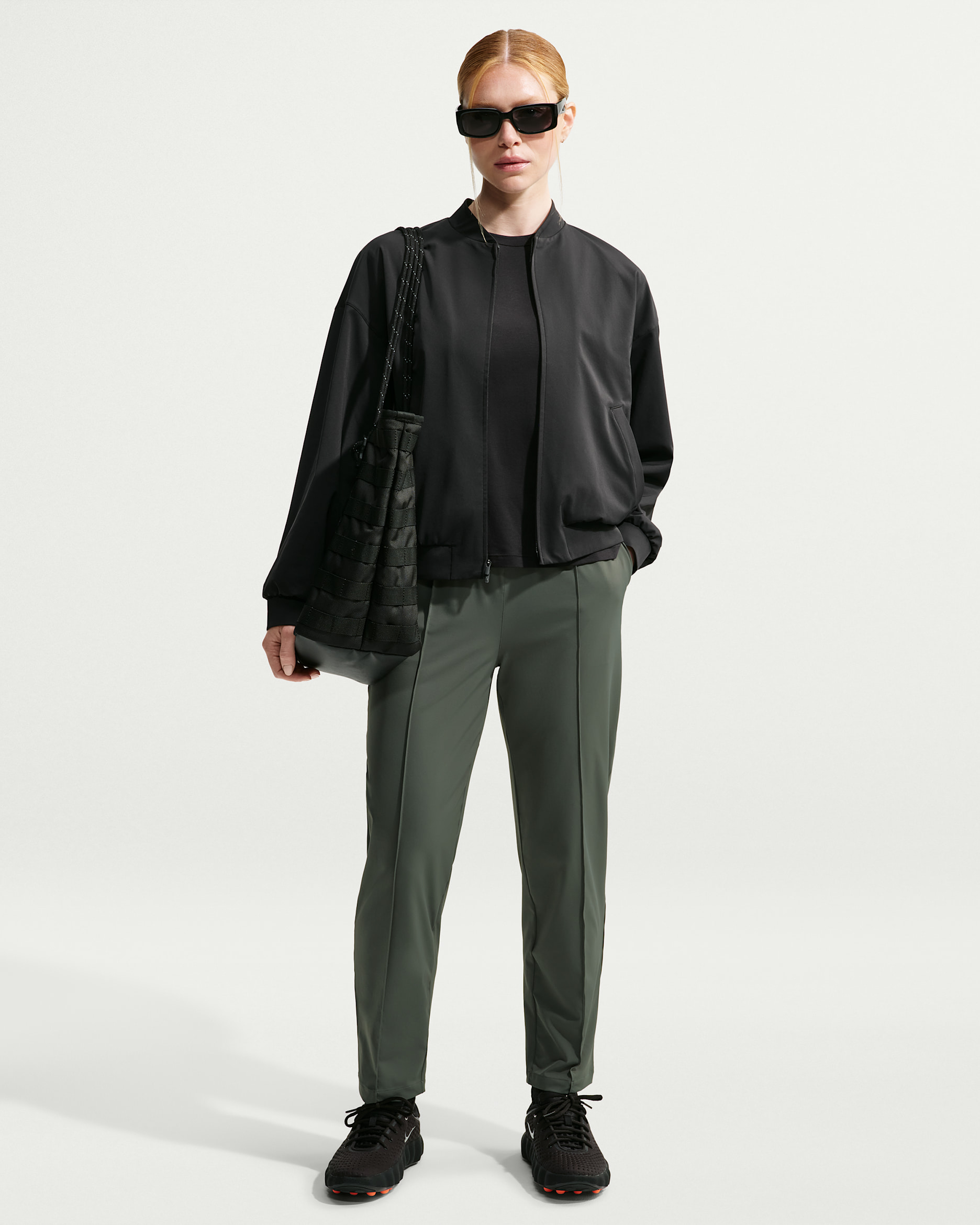 Nike 24.7 PerfectStretch Women's Dri-FIT UV Protection High-Rise Tapered Pants - Camo Green/Outdoor Green
